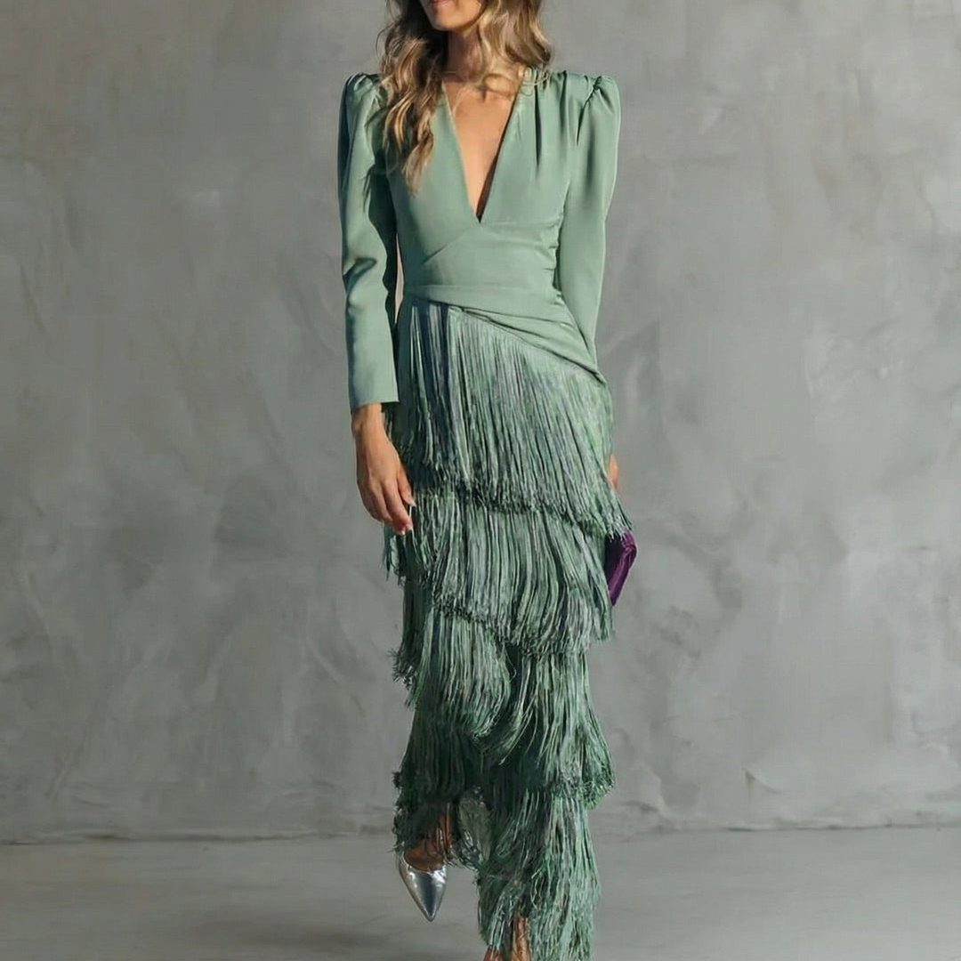 Vestido Élégante con Flecos Élise de La Scintilla