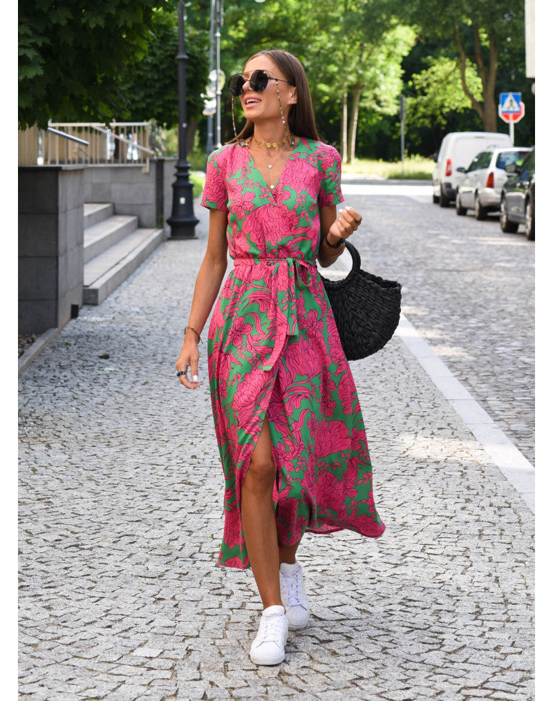 Talia™ | Elegante vestido floral con escote en V