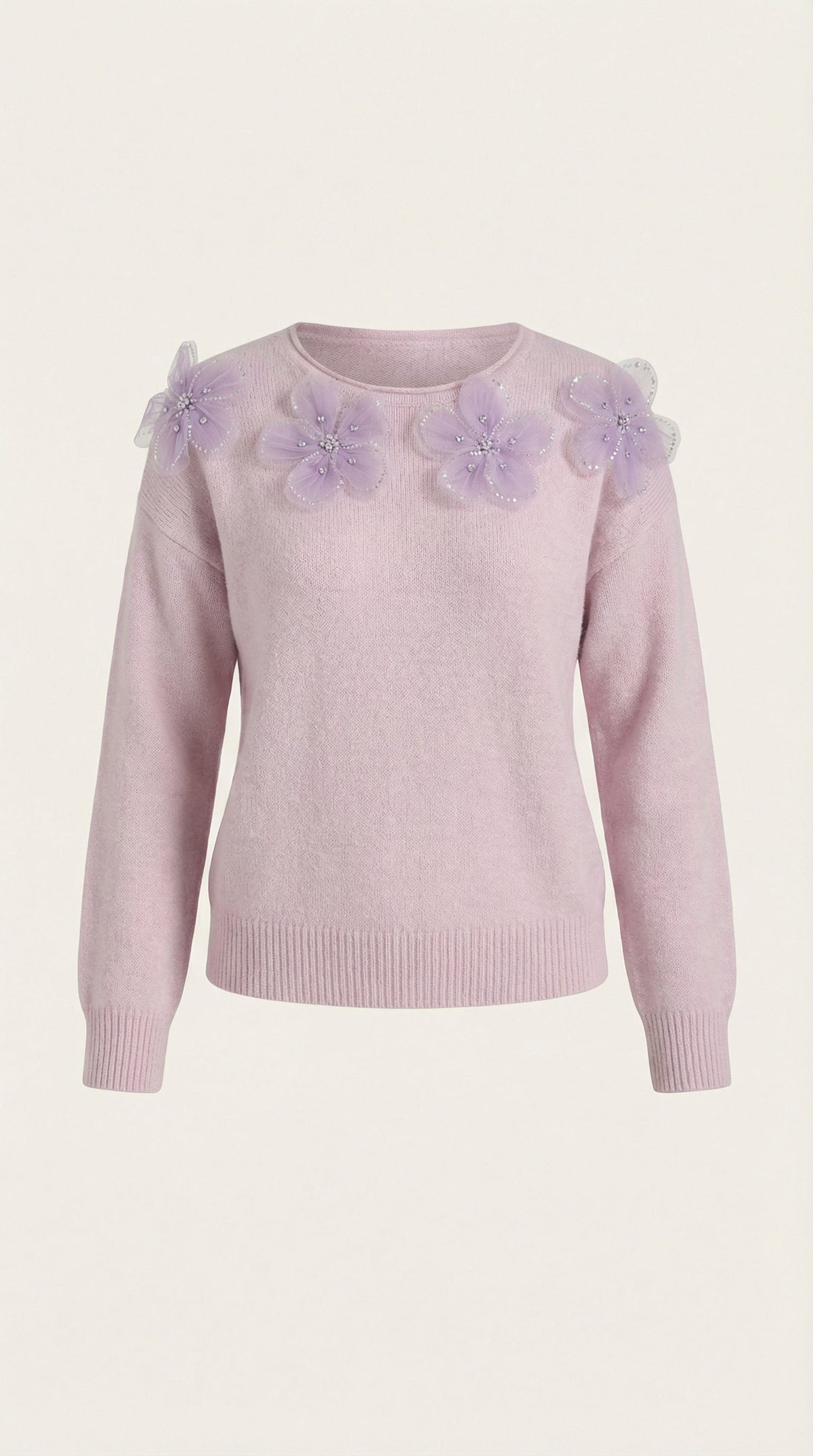 Suéter con diseño floral y escote redondo