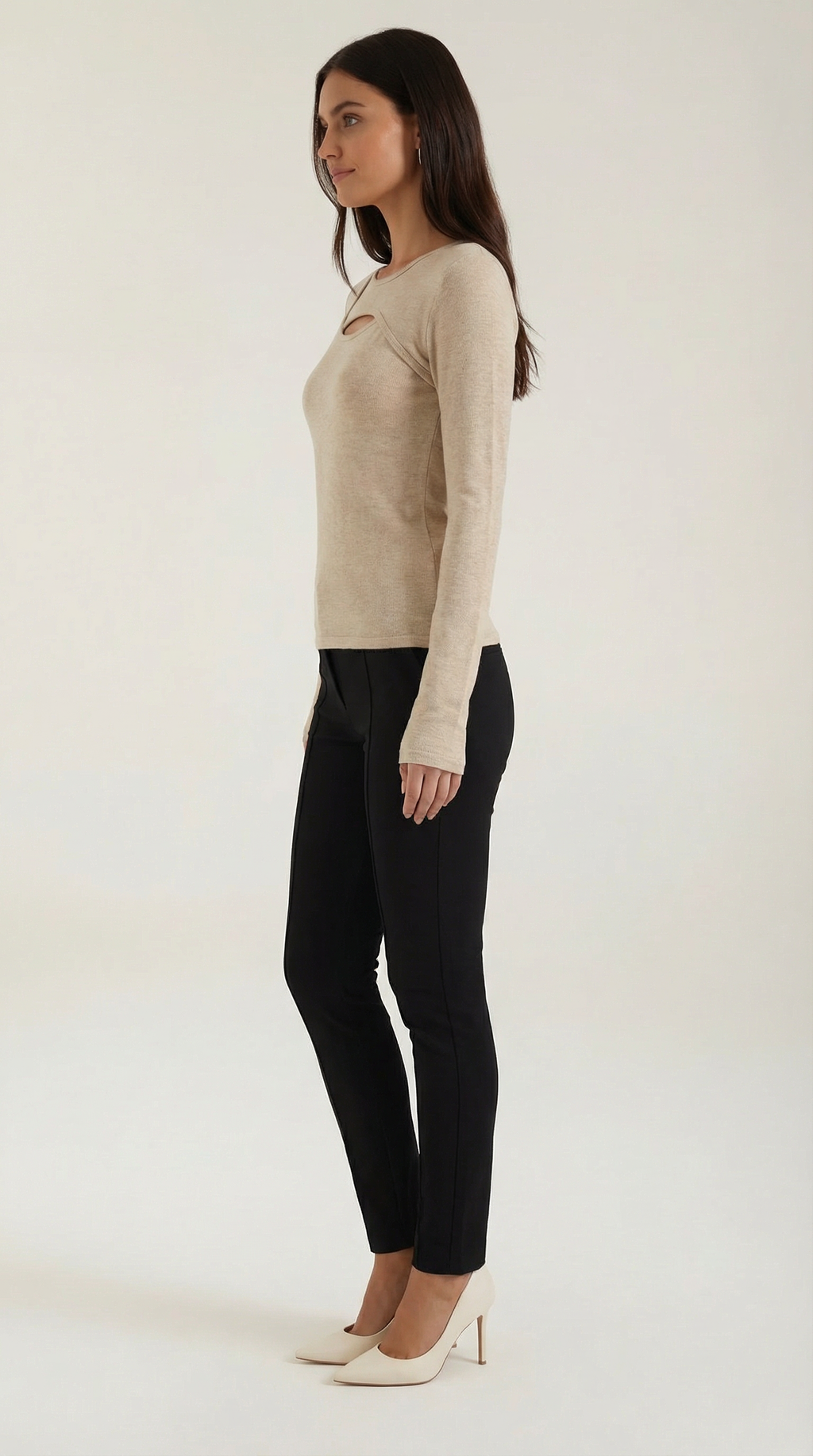 Barbara Chic Long Sleeve Corte Cutout Top