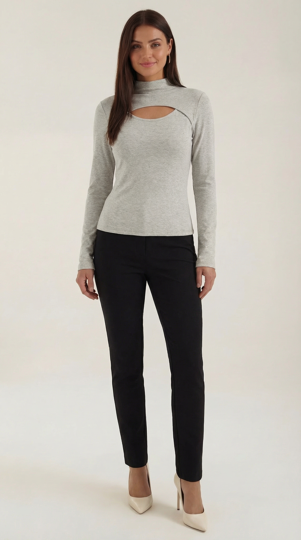 Barbara Chic Long Sleeve Corte Cutout Top