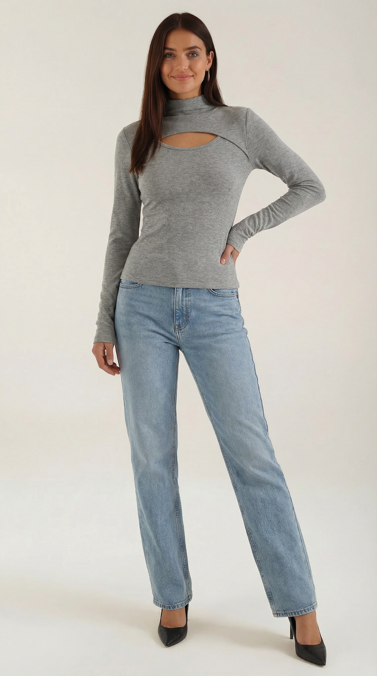Barbara Chic Long Sleeve Corte Cutout Top