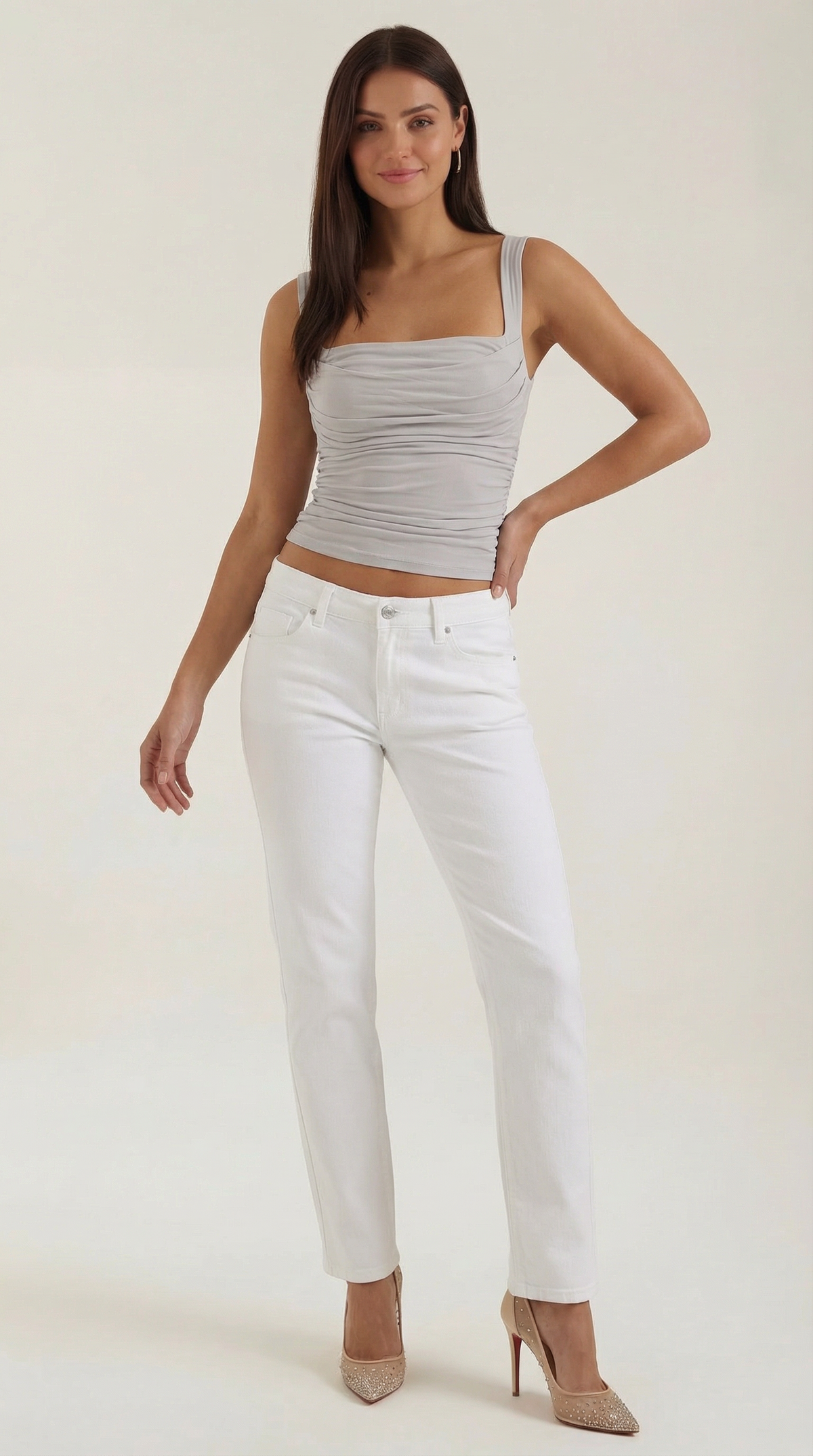 Blusa sin mangas Blair con fruncido y escote cuadrado