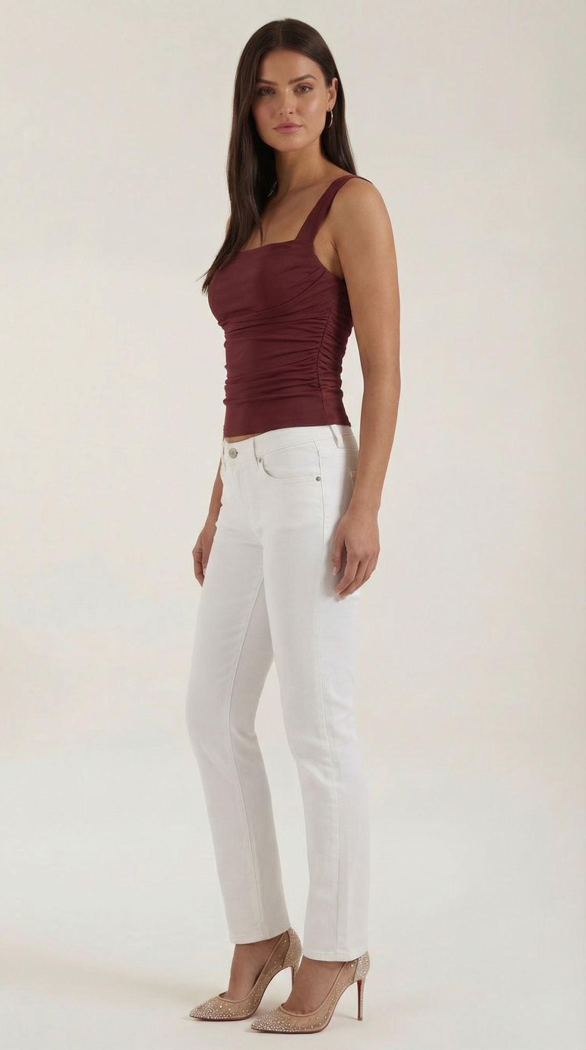 Blusa sin mangas Blair con fruncido y escote cuadrado