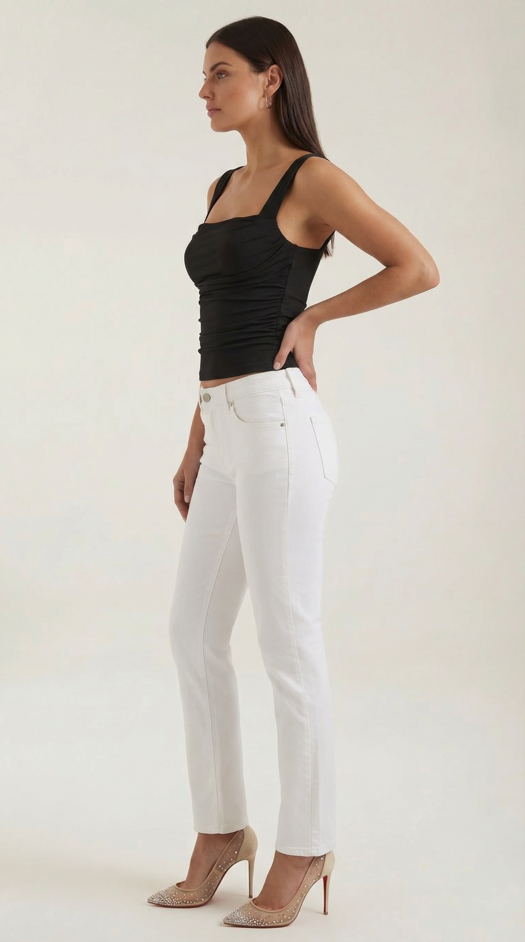 Blusa sin mangas Blair con fruncido y escote cuadrado