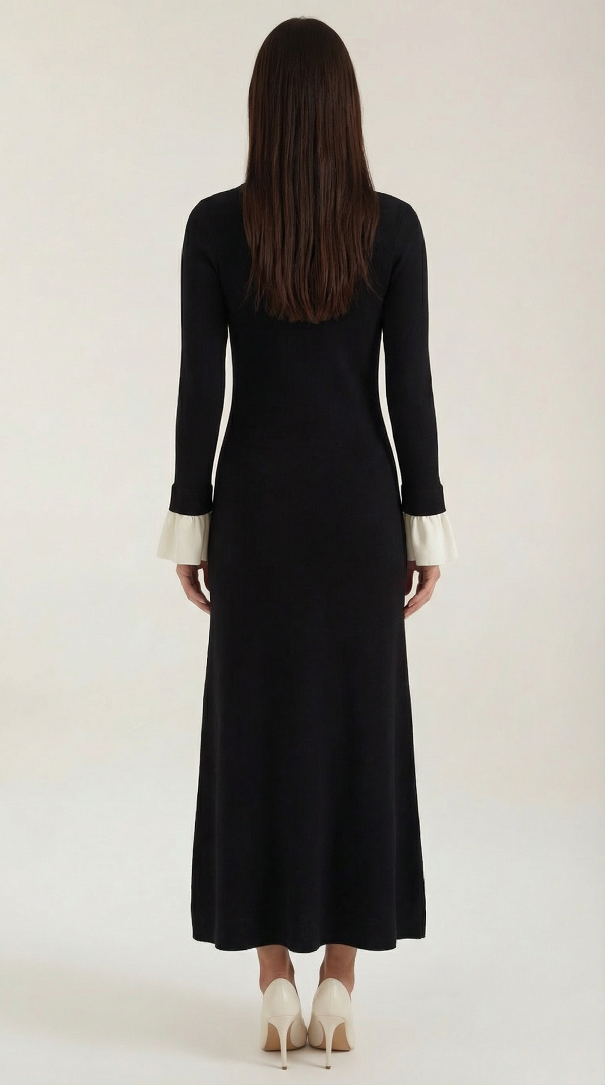 Vestido Maxi de Punto Charlotte con Mangas de Contraste