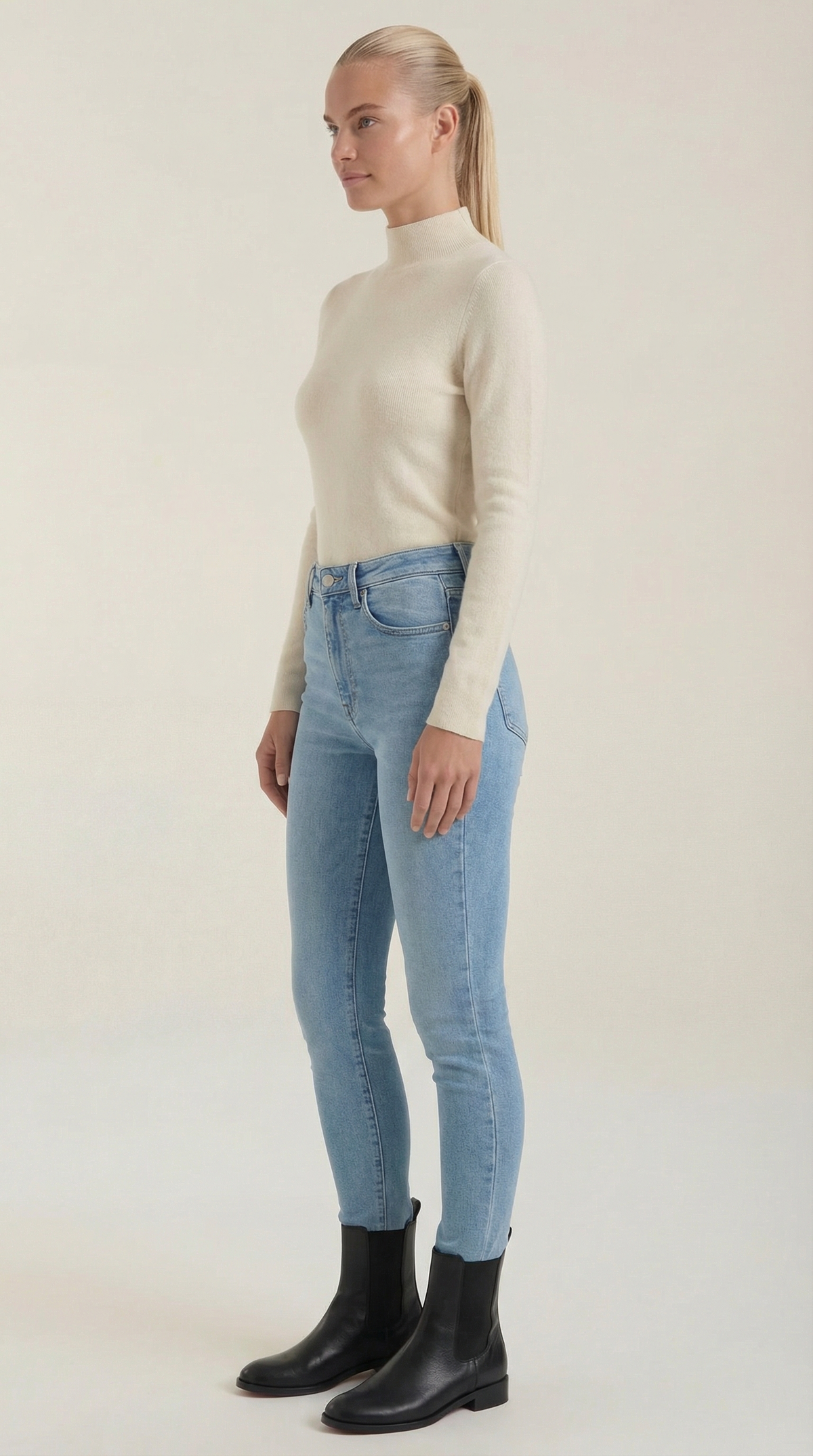 Constance Algodón Top de Cuello Alto