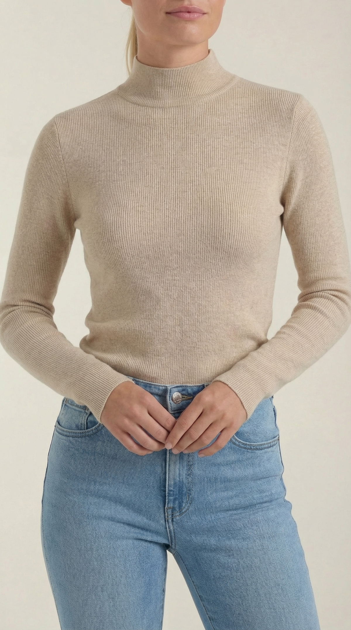 Constance Algodón Top de Cuello Alto