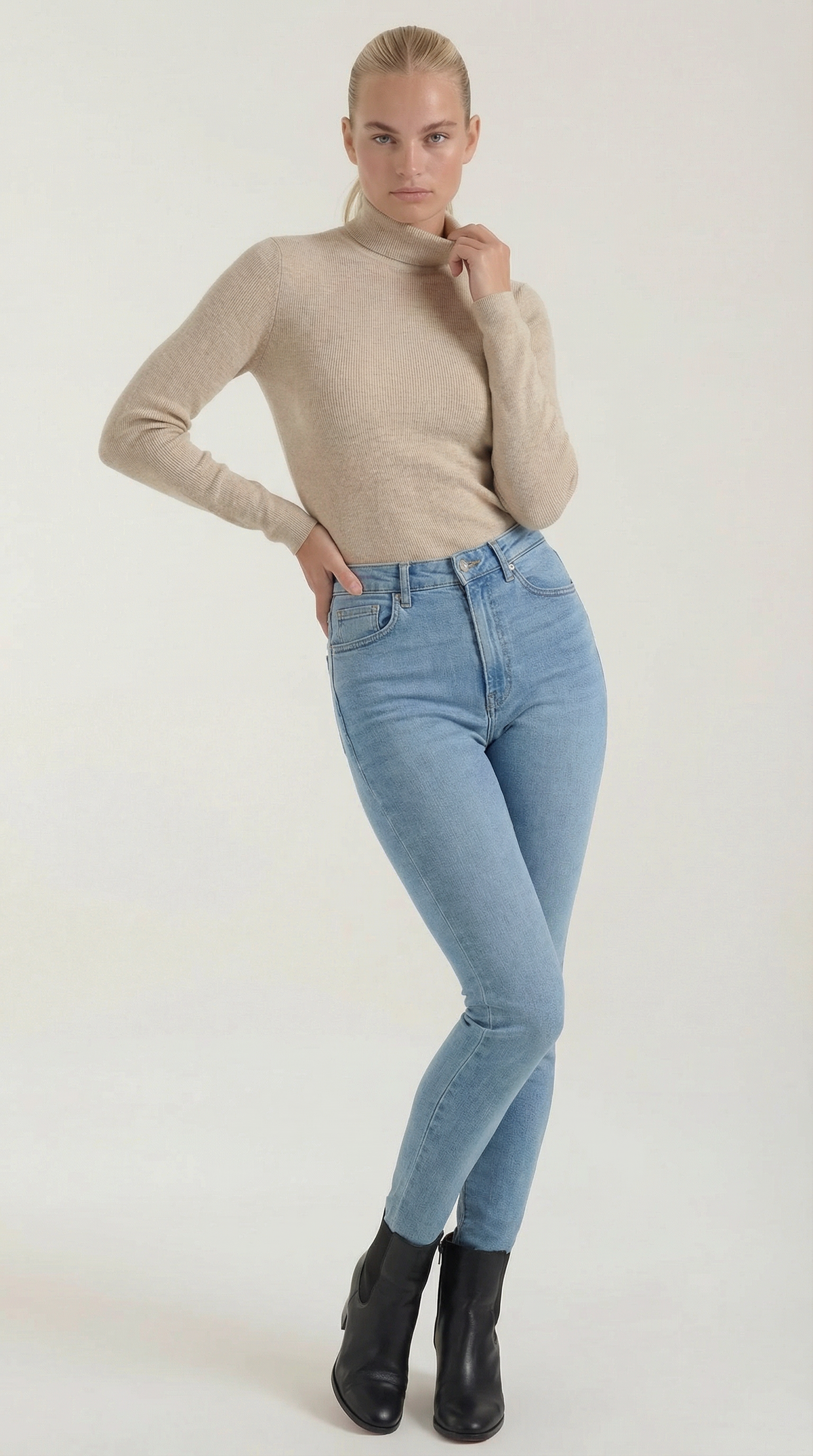 Constance Algodón Top de Cuello Alto