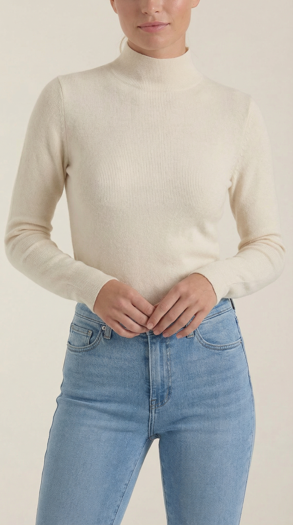 Constance Algodón Top de Cuello Alto