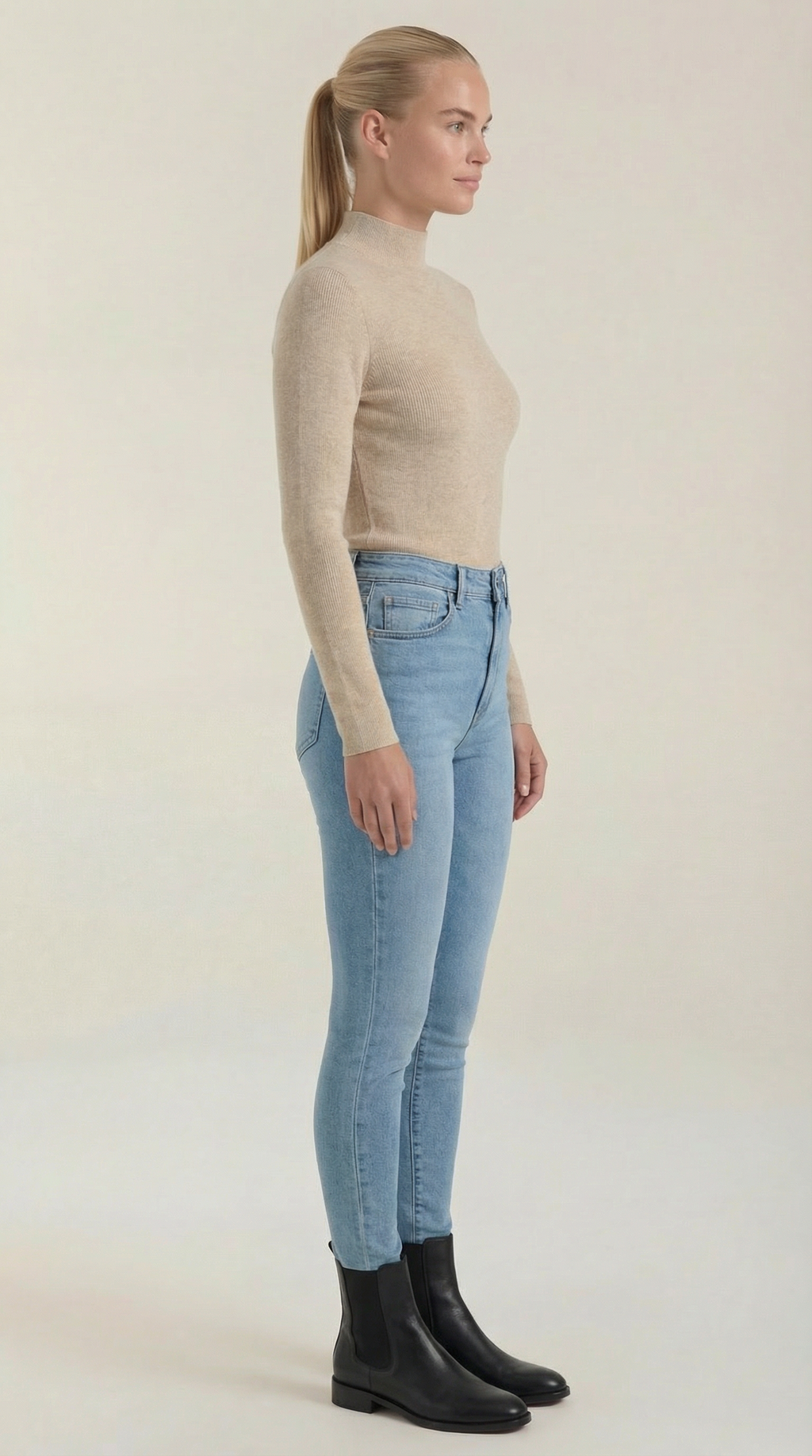 Constance Algodón Top de Cuello Alto