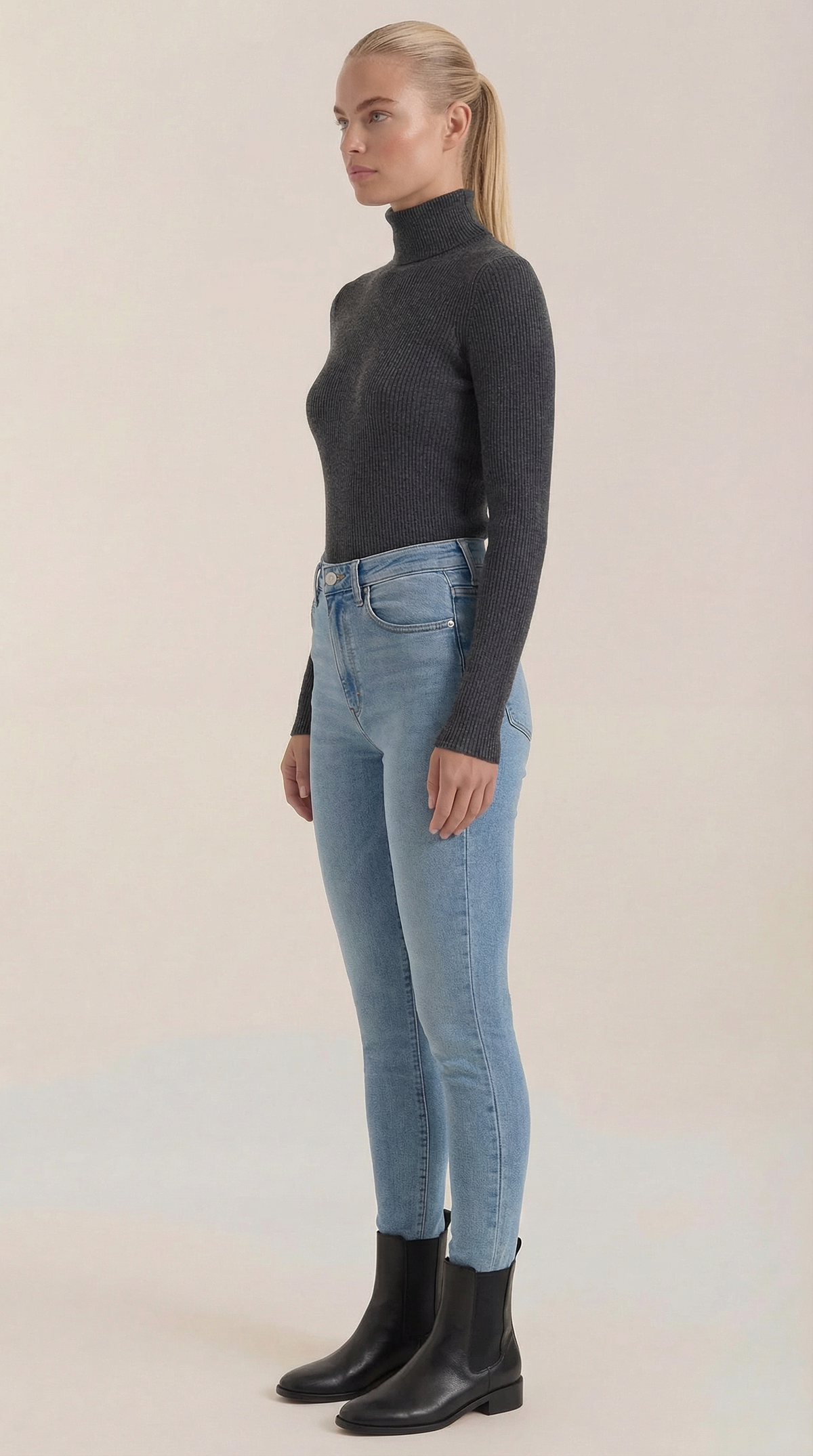 Constance Algodón Top de Cuello Alto