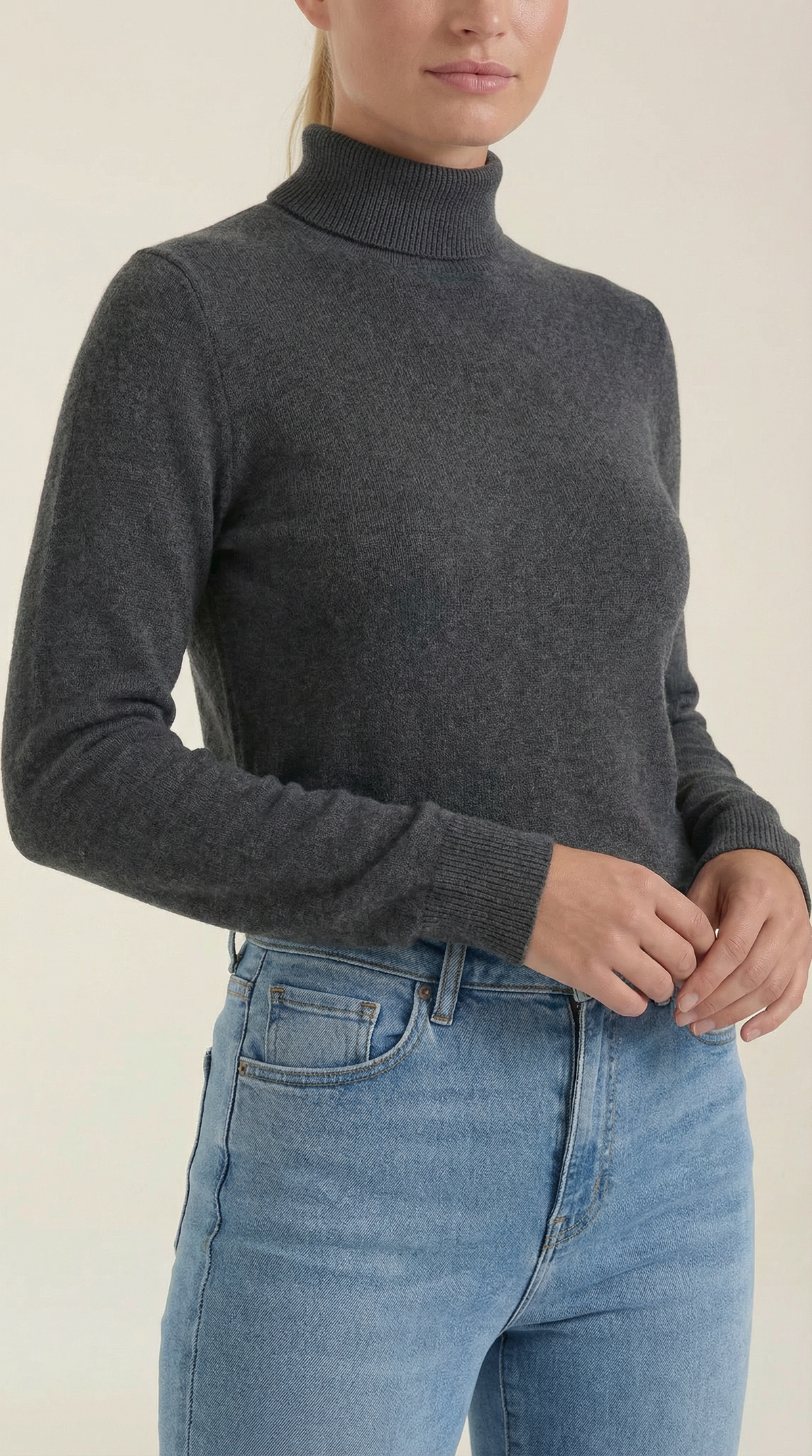 Constance Algodón Top de Cuello Alto