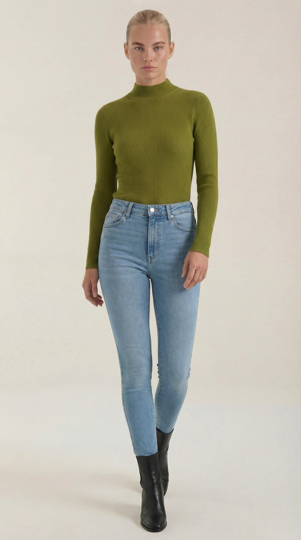 Constance Algodón Top de Cuello Alto