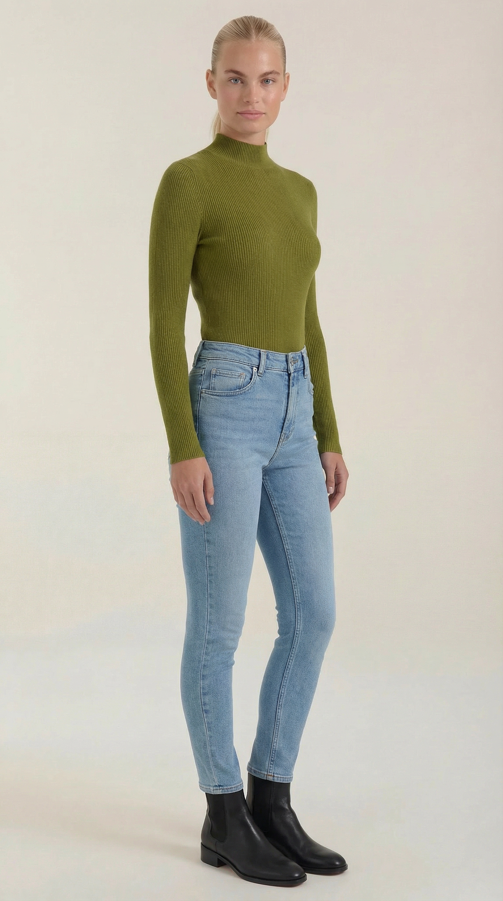 Constance Algodón Top de Cuello Alto