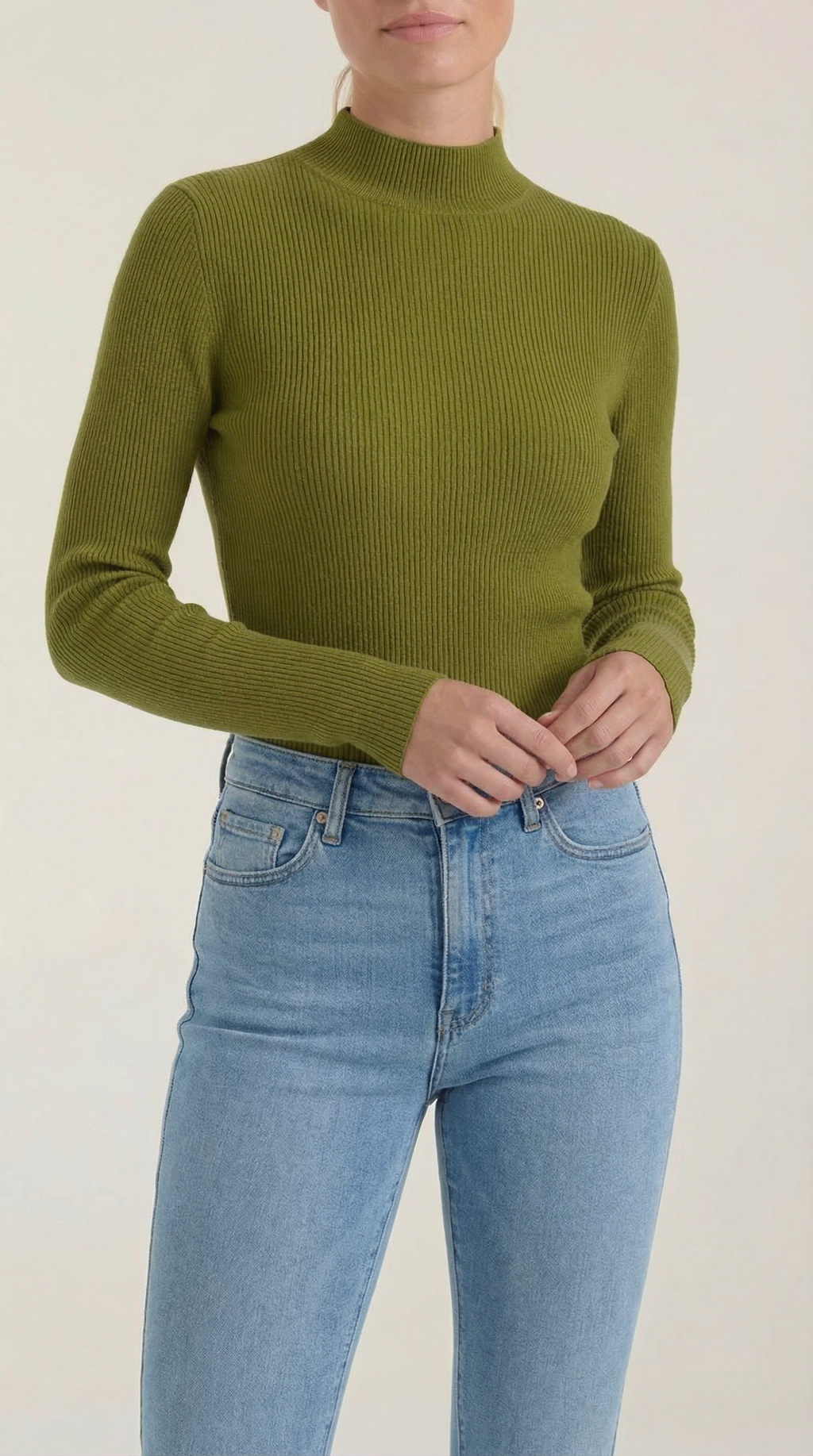 Constance Algodón Top de Cuello Alto