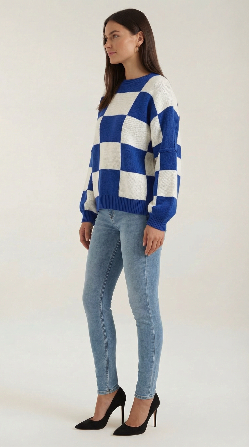 Suéter de punto con diseño a cuadros Emma