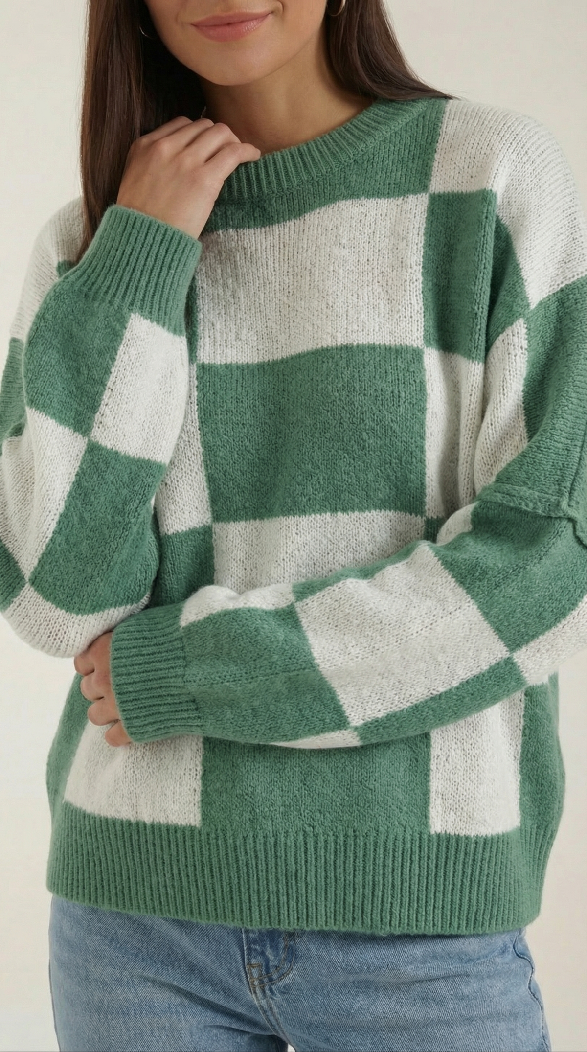 Suéter de punto con diseño a cuadros Emma