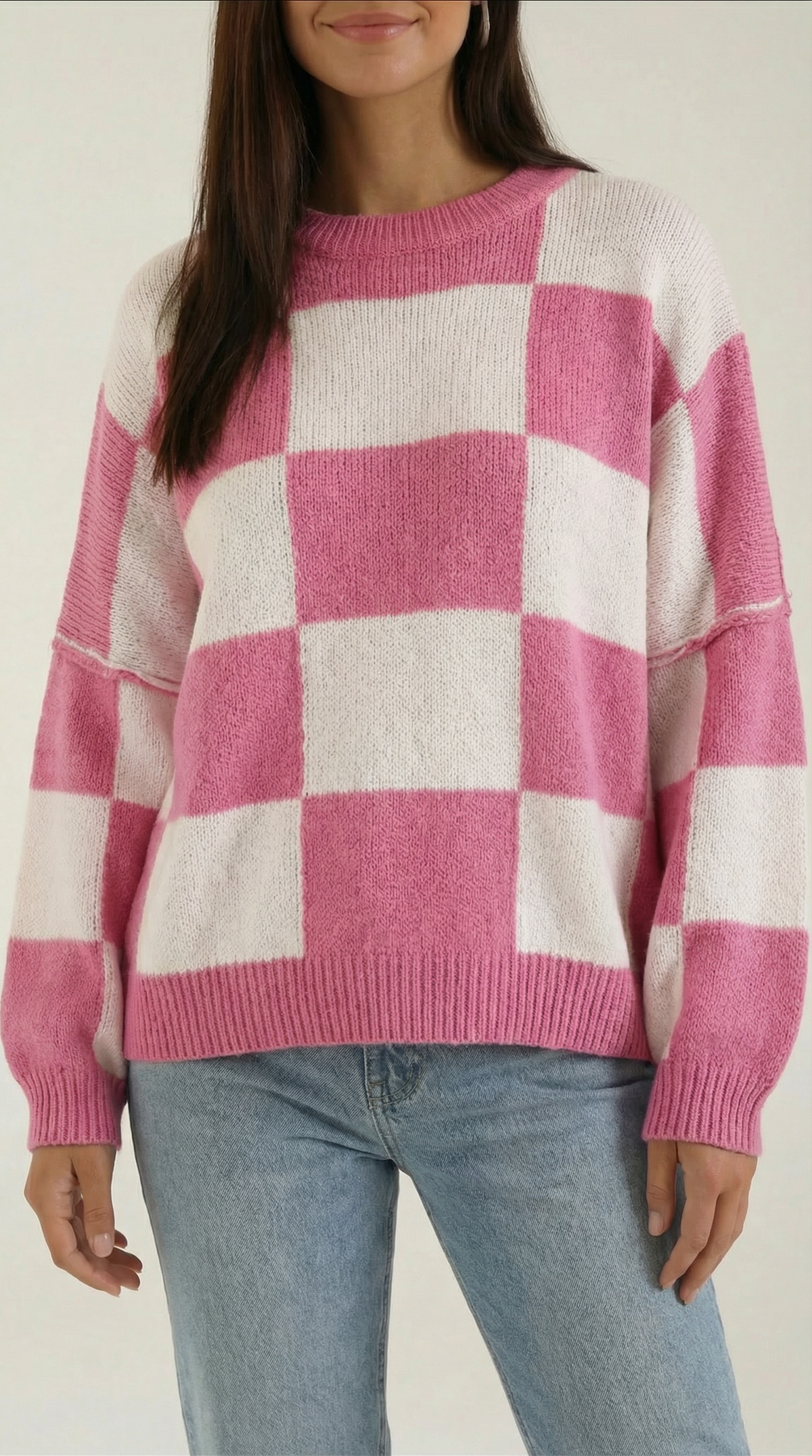Suéter de punto con diseño a cuadros Emma