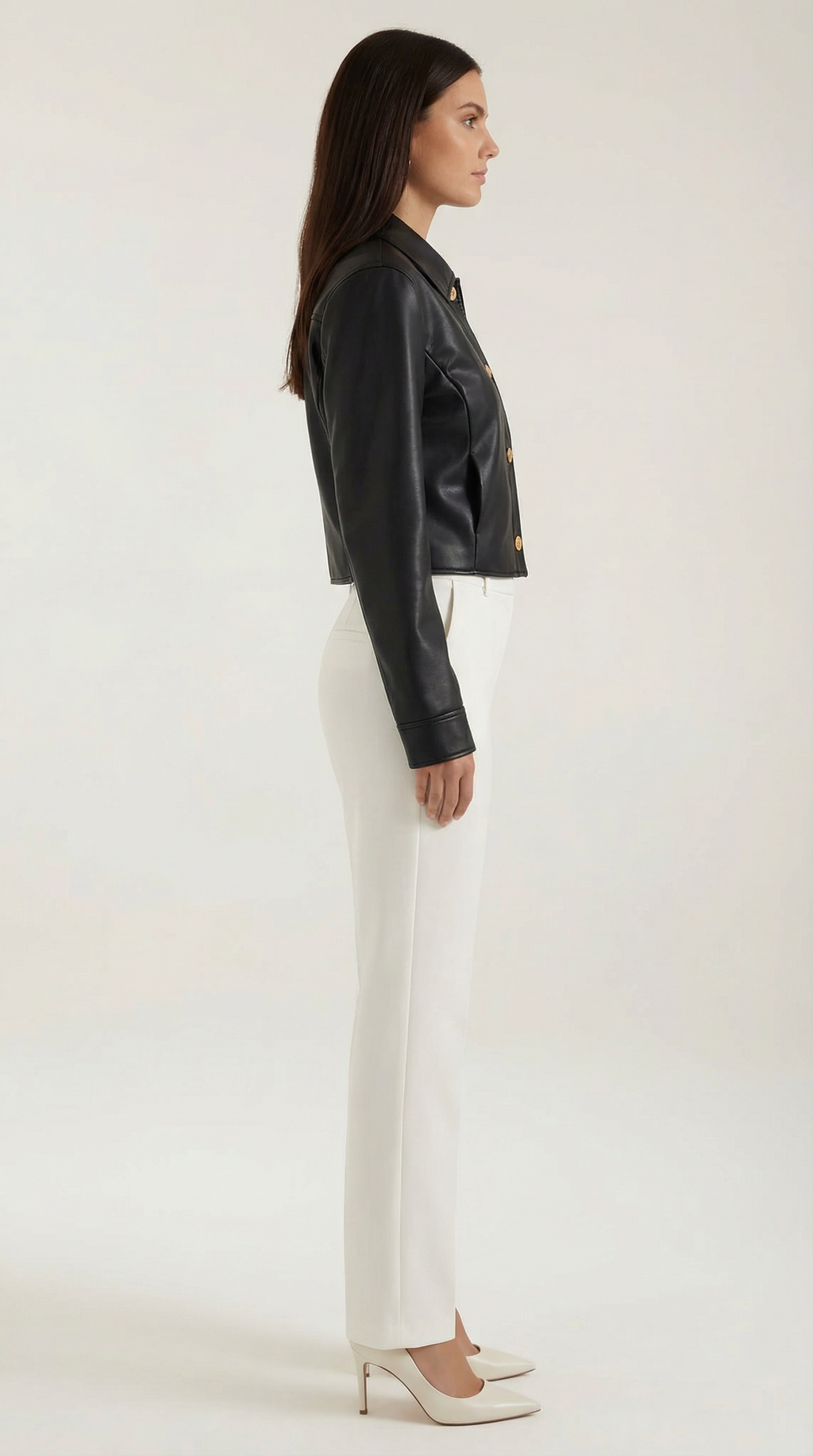 Chaqueta Cropped de Cuero Sintético Heather