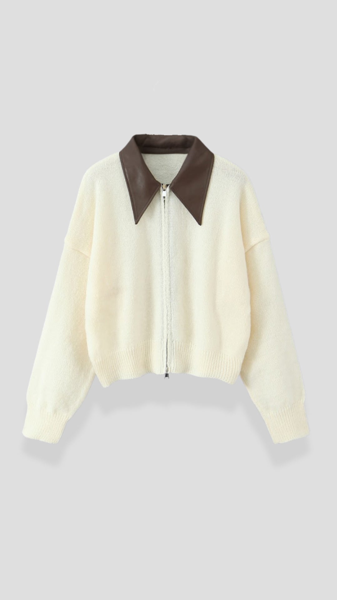Chaqueta Corto de Punto con Cuello