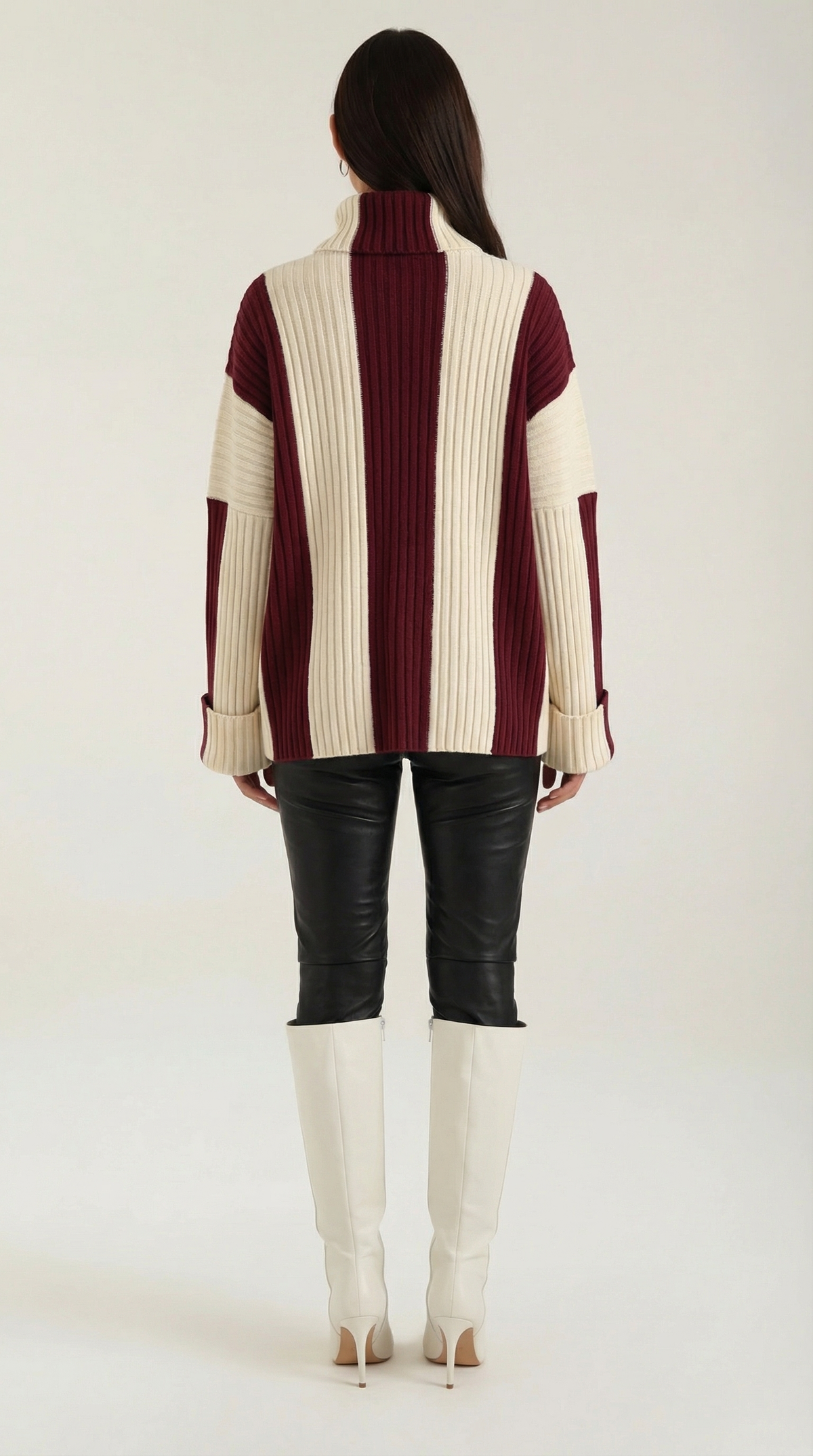Suéter Oversize de Cuello Alto 'June' con Rayas