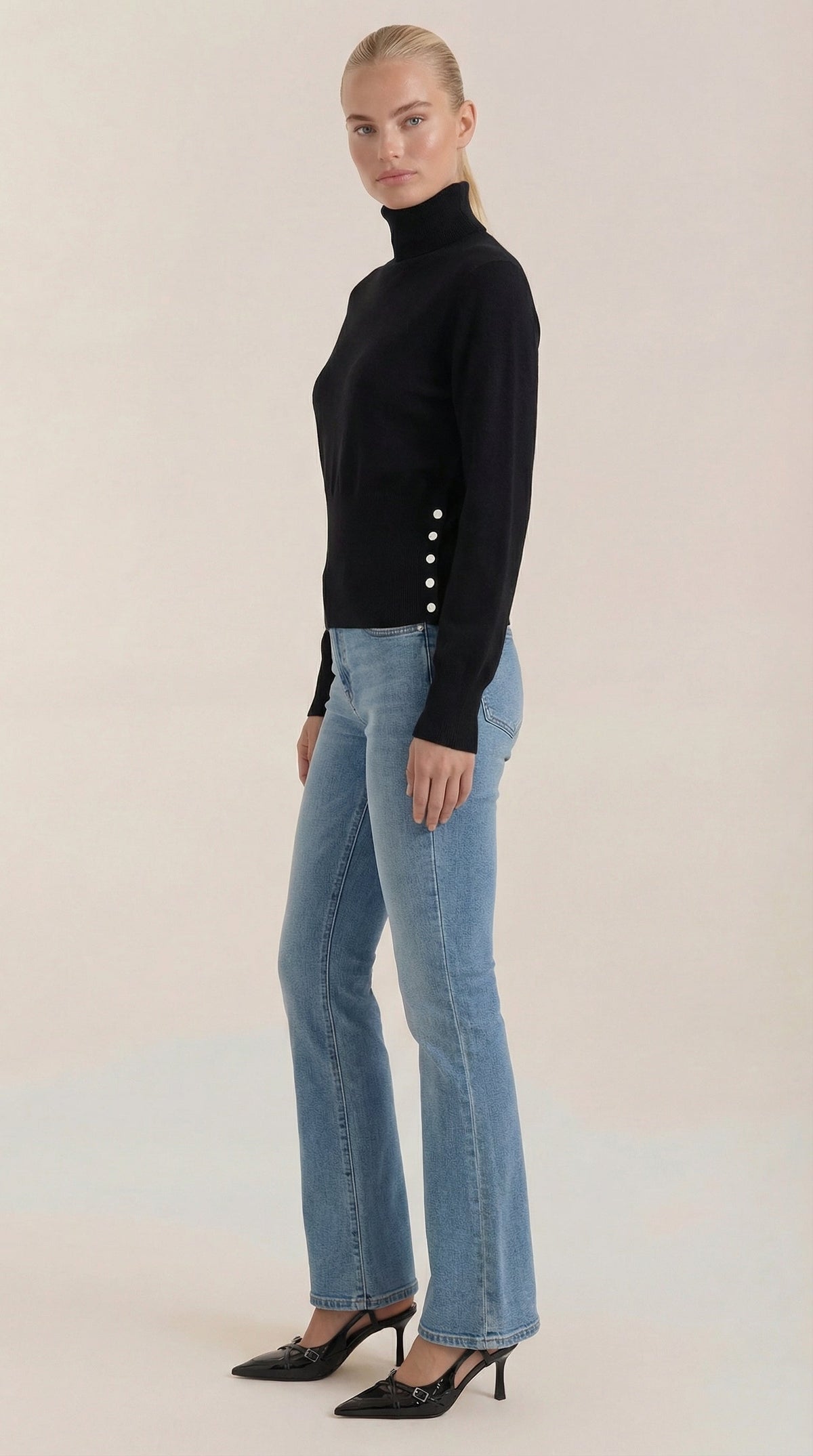Suéter Leticia de Cuello Alto con Textura Acanalada