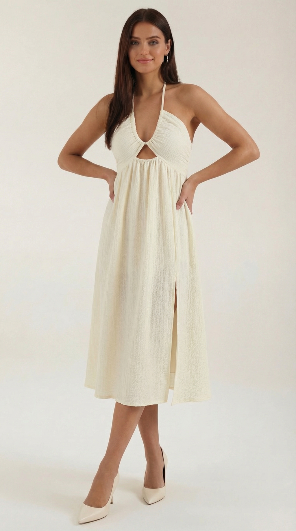 Vestido midi Linda con aberturas