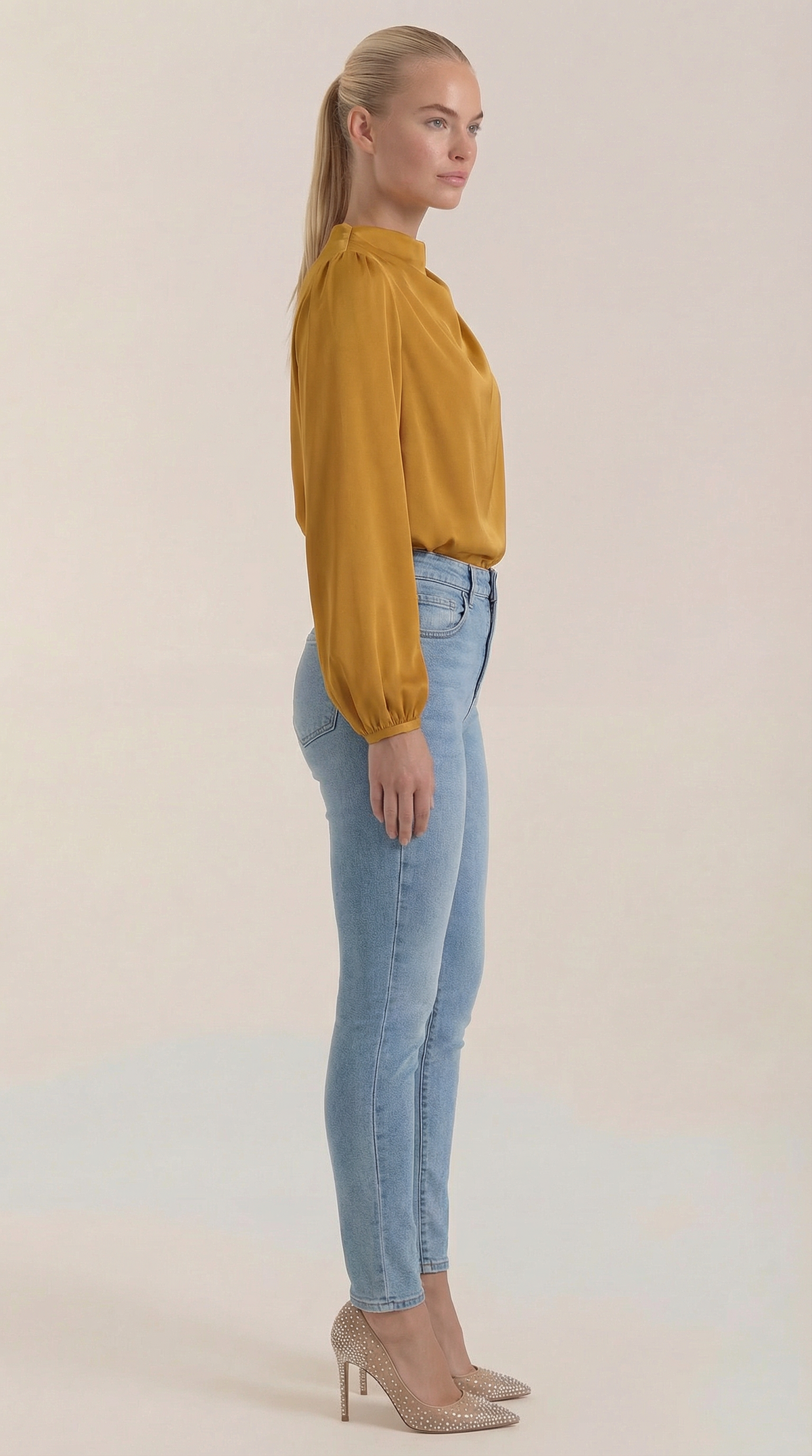 Blusa de Manga Larga Drapiada Marcia