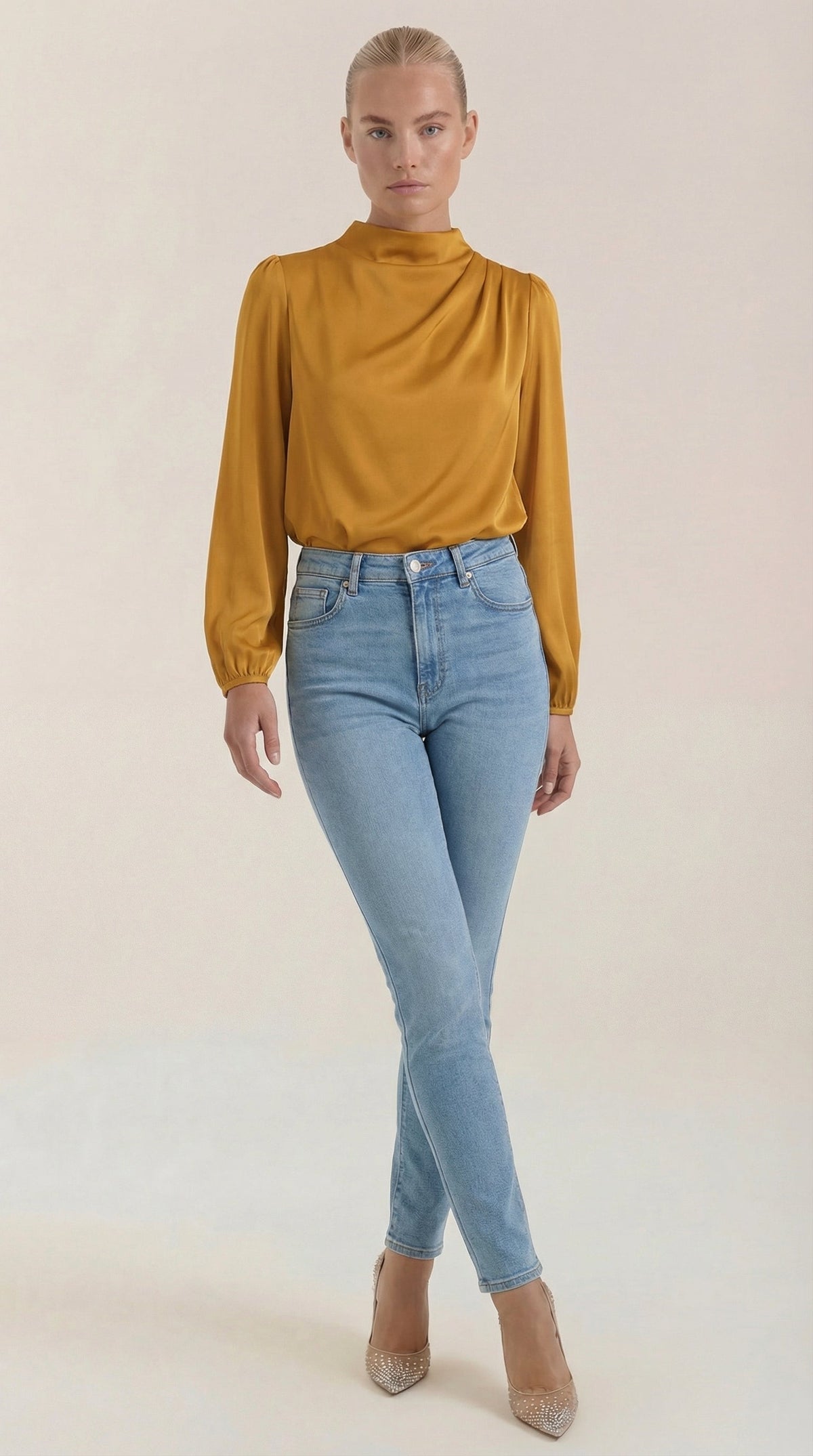 Blusa de Manga Larga Drapiada Marcia