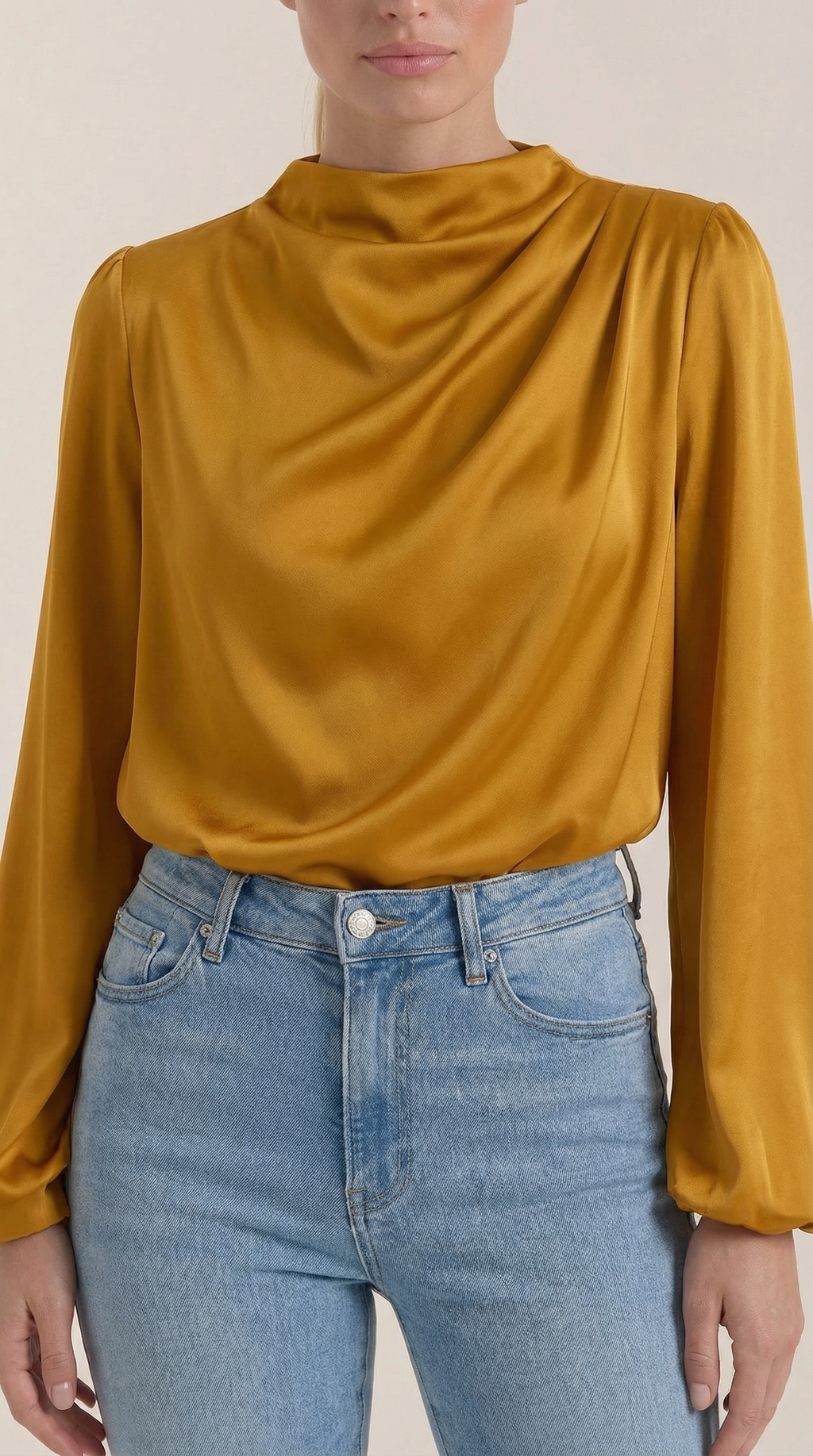 Blusa de Manga Larga Drapiada Marcia