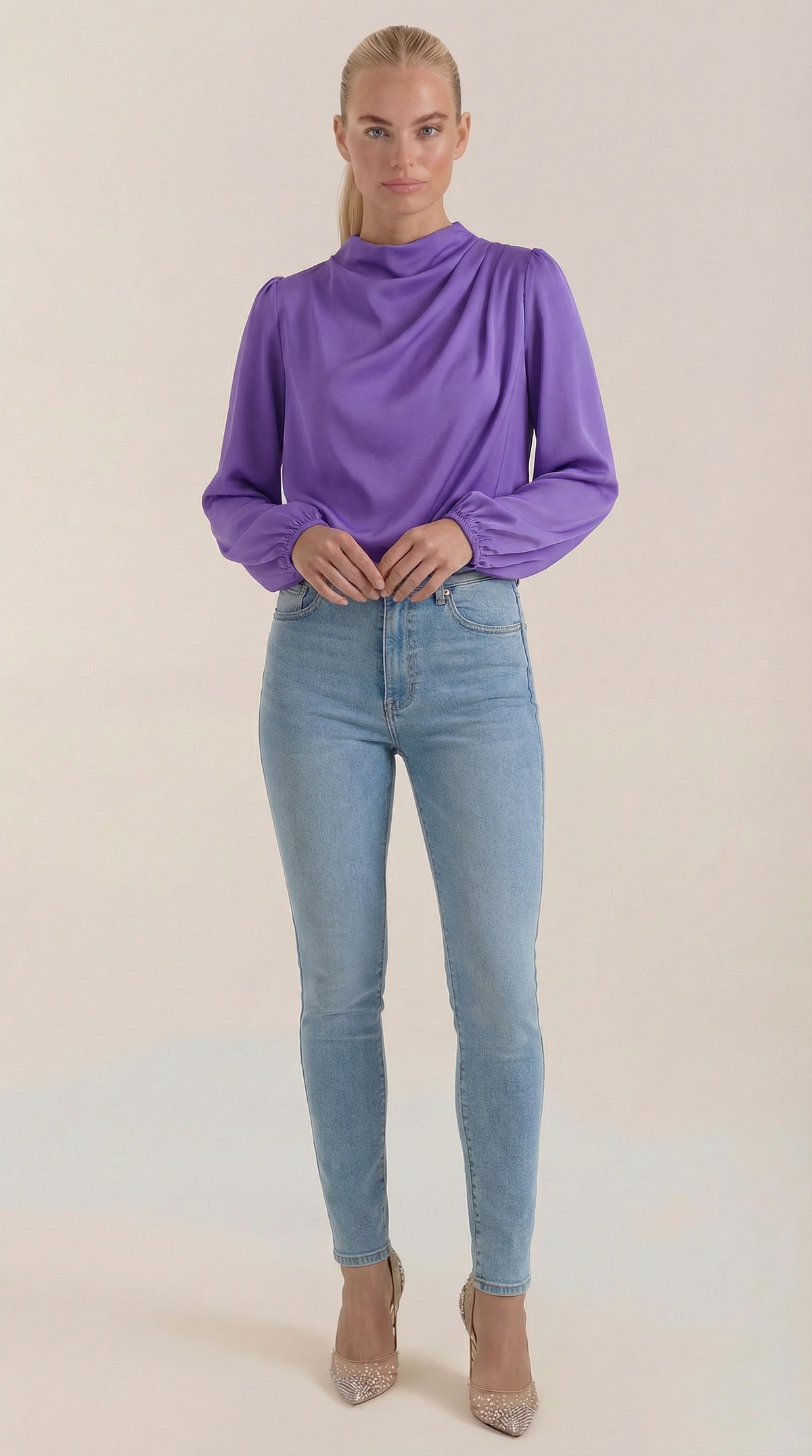 Blusa de Manga Larga Drapiada Marcia