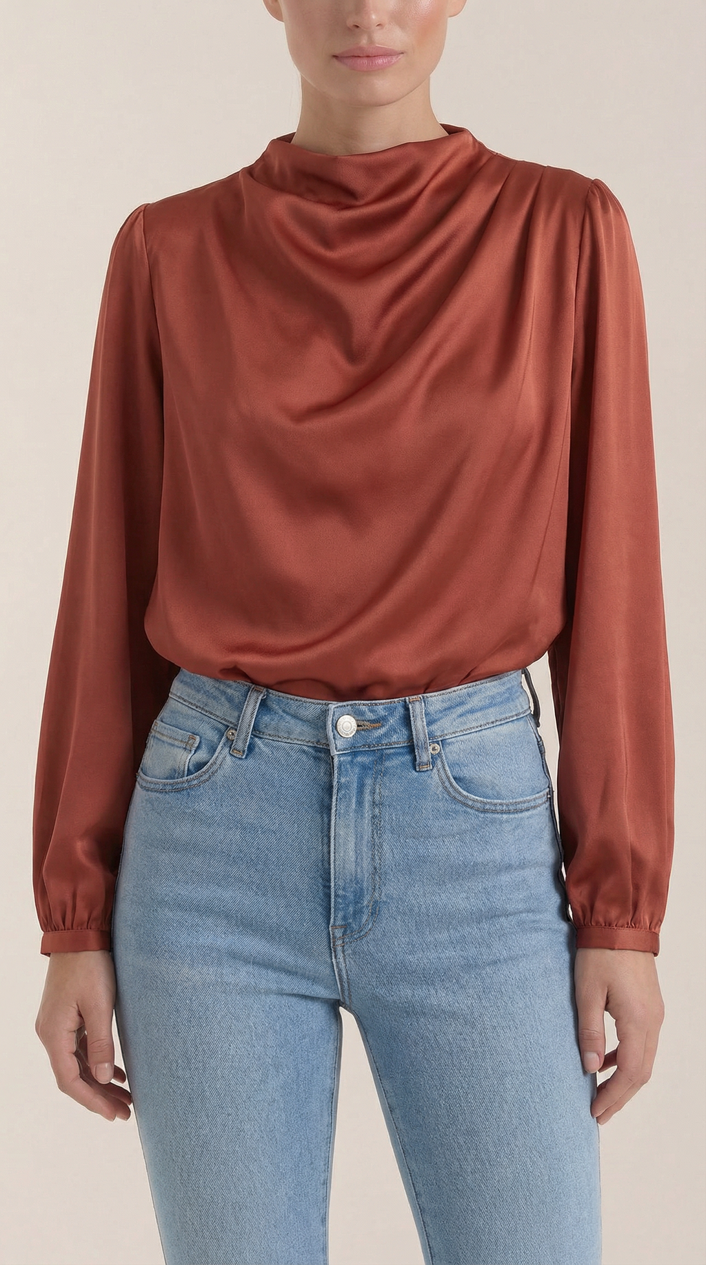 Blusa de Manga Larga Drapiada Marcia