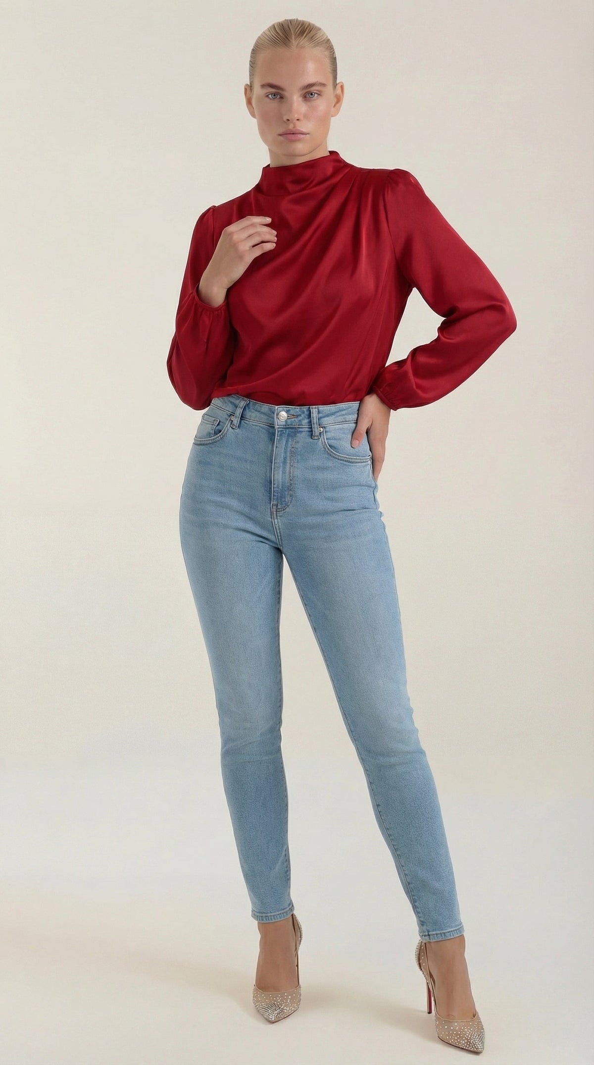 Blusa de Manga Larga Drapiada Marcia