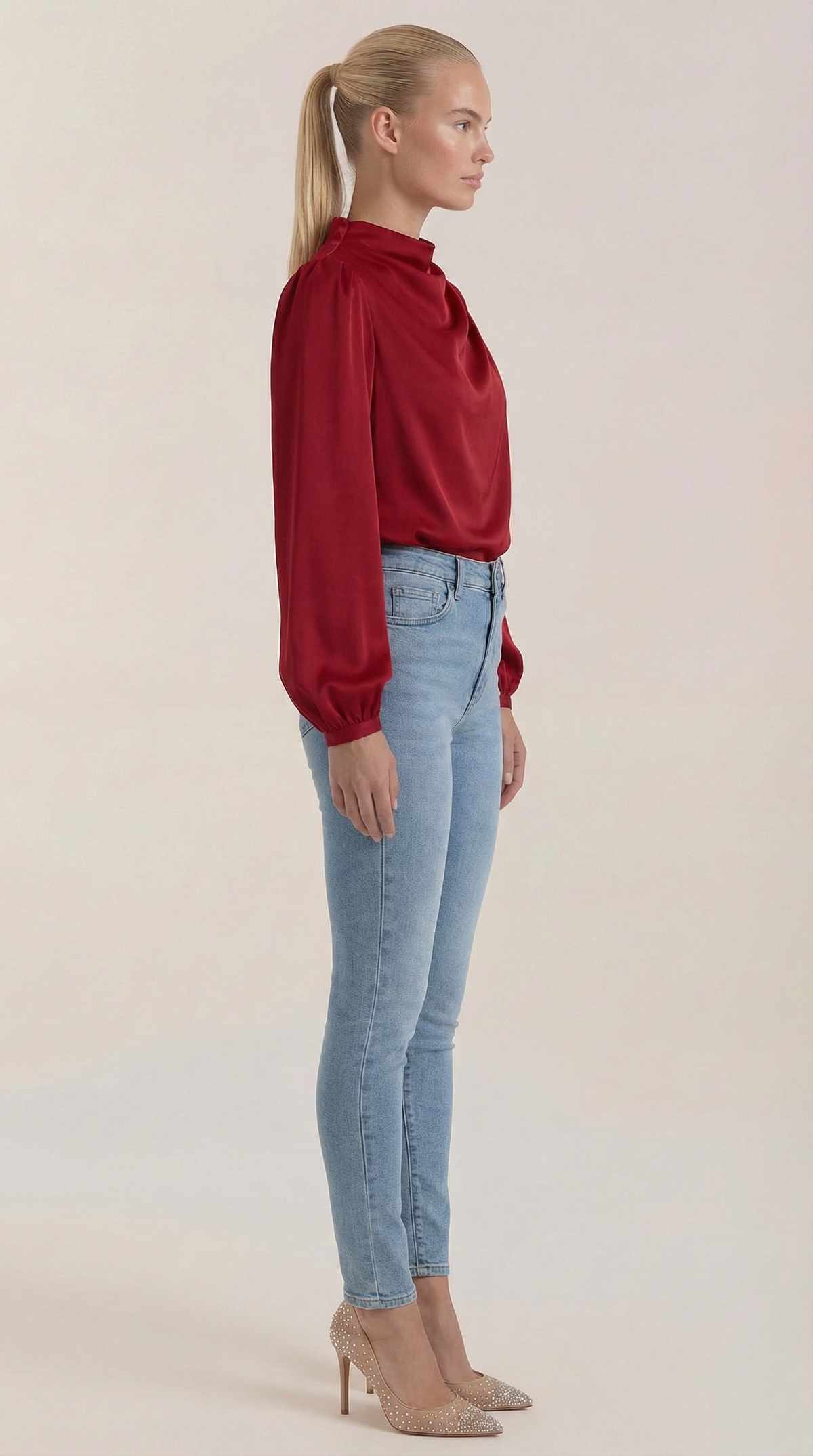 Blusa de Manga Larga Drapiada Marcia