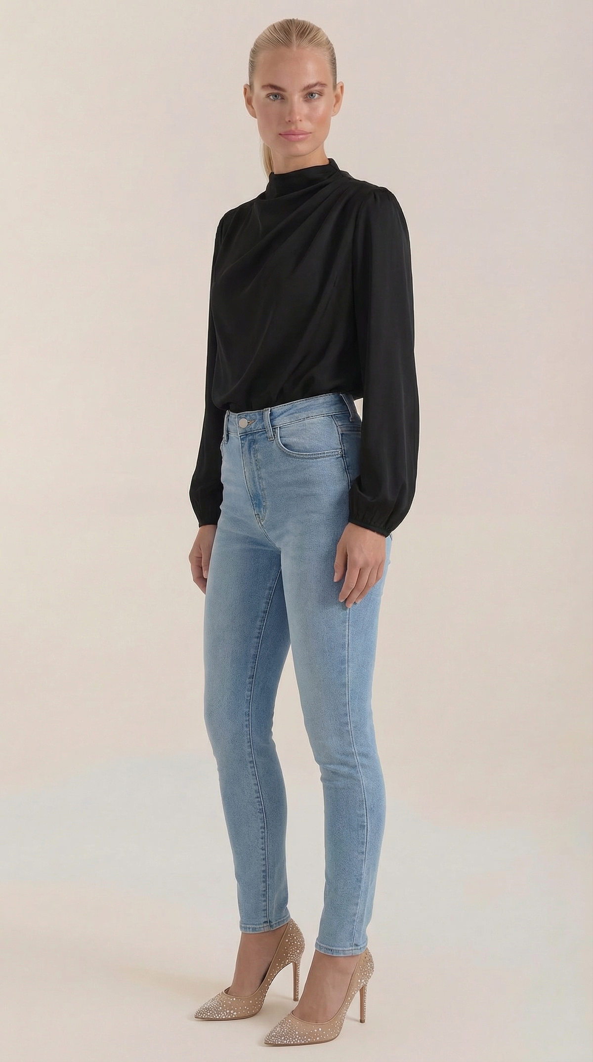 Blusa de Manga Larga Drapiada Marcia