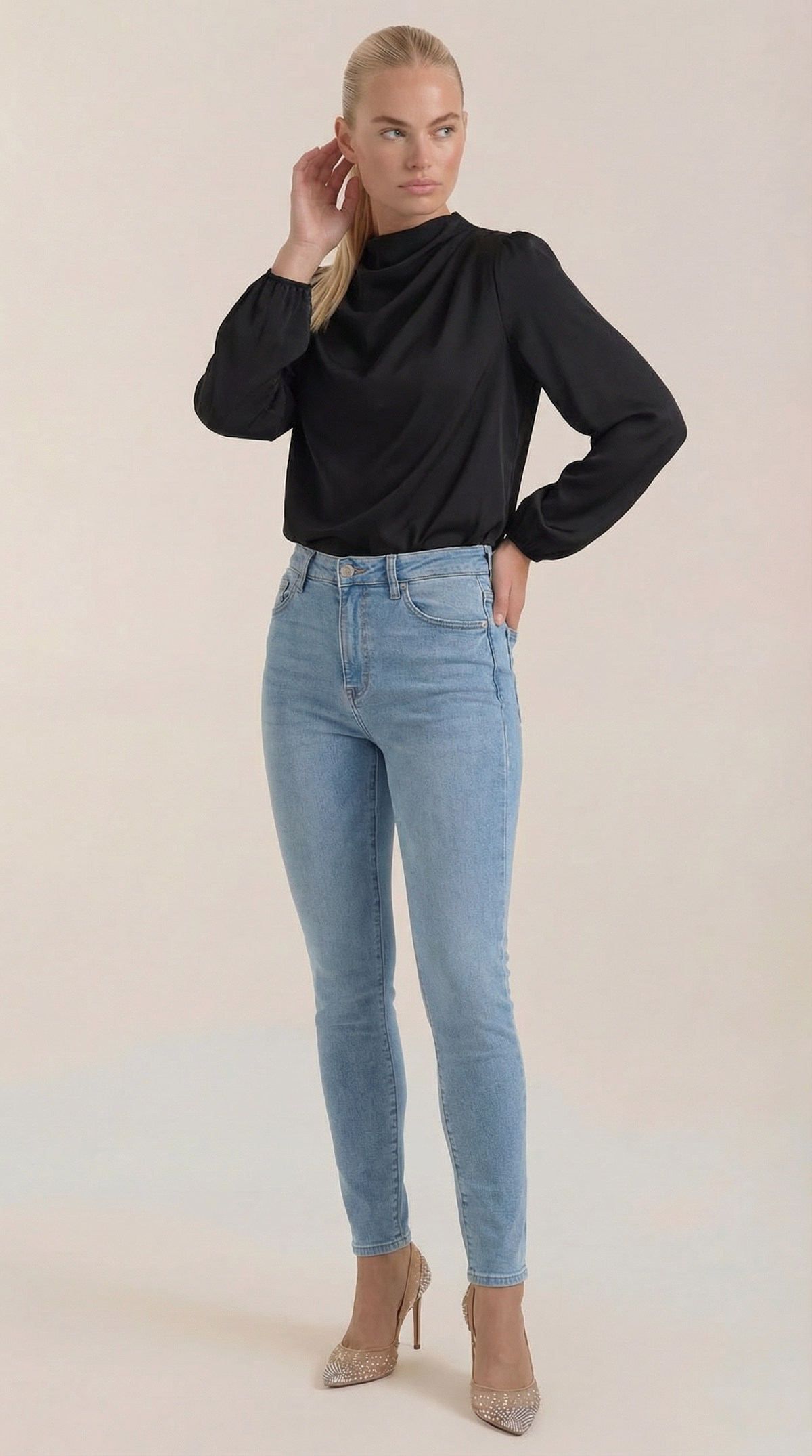 Blusa de Manga Larga Drapiada Marcia