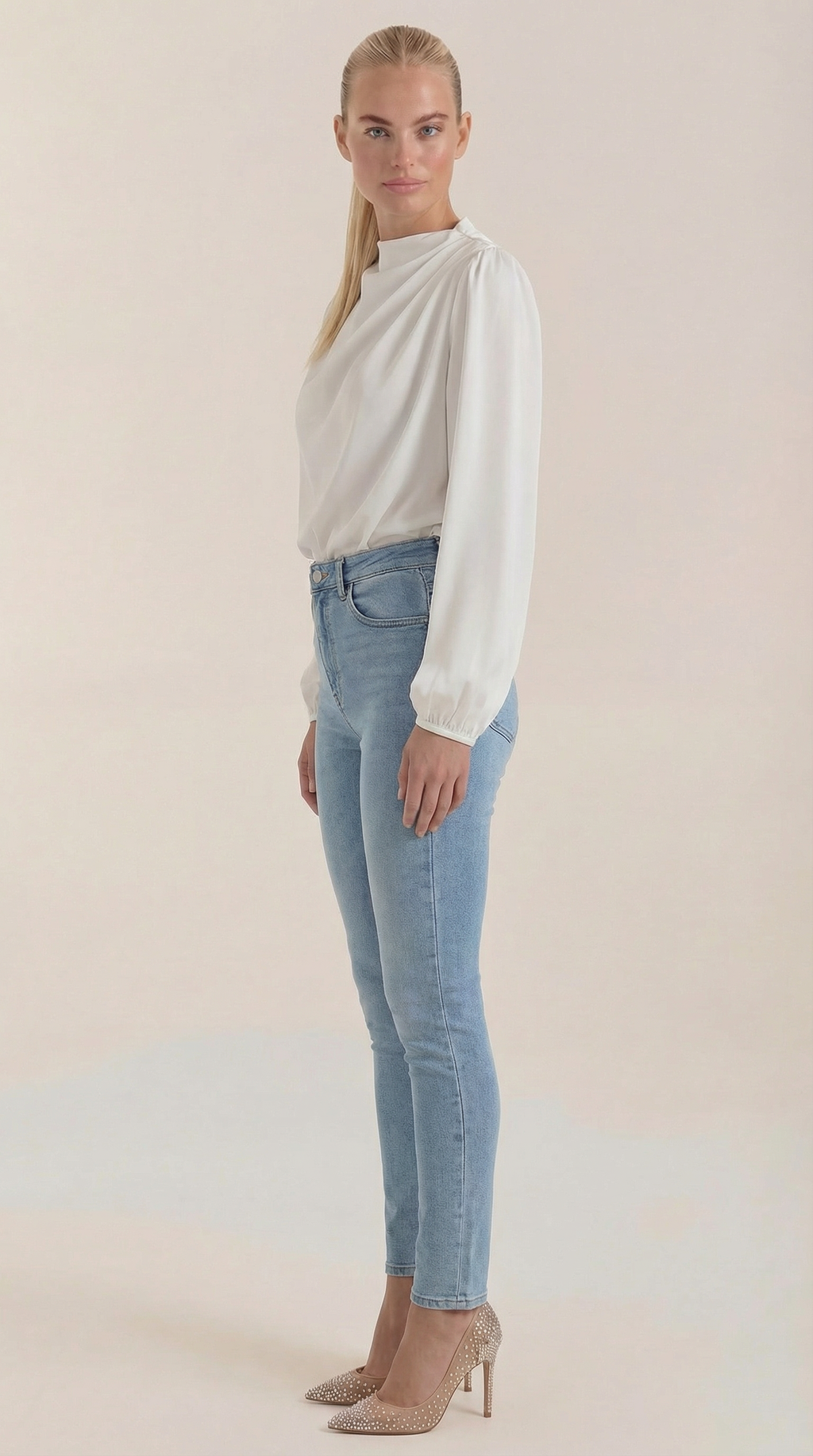Blusa de Manga Larga Drapiada Marcia