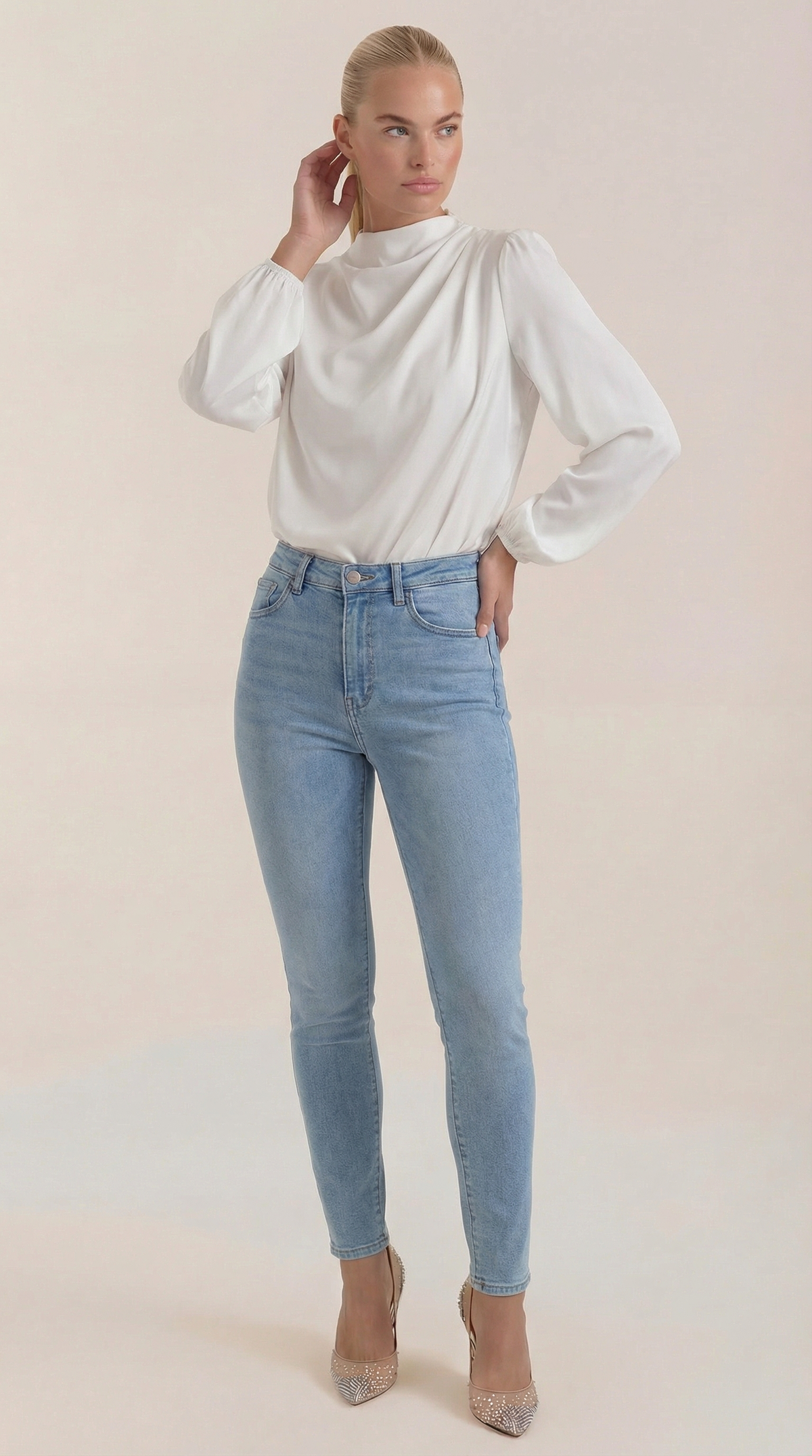 Blusa de Manga Larga Drapiada Marcia