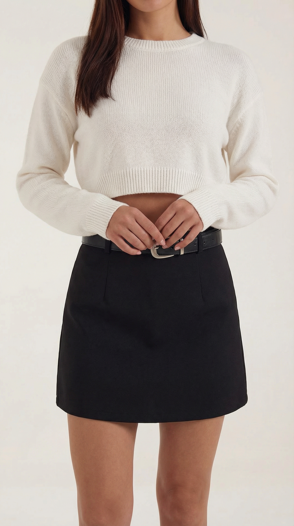 Michele Falda Mini de Cintura Alta con Cinturón