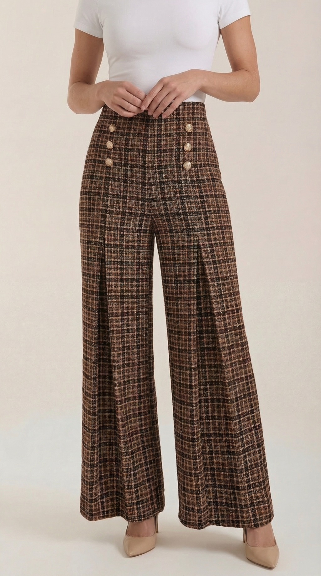 Pantalón de cuadros Naomi de pierna ancha