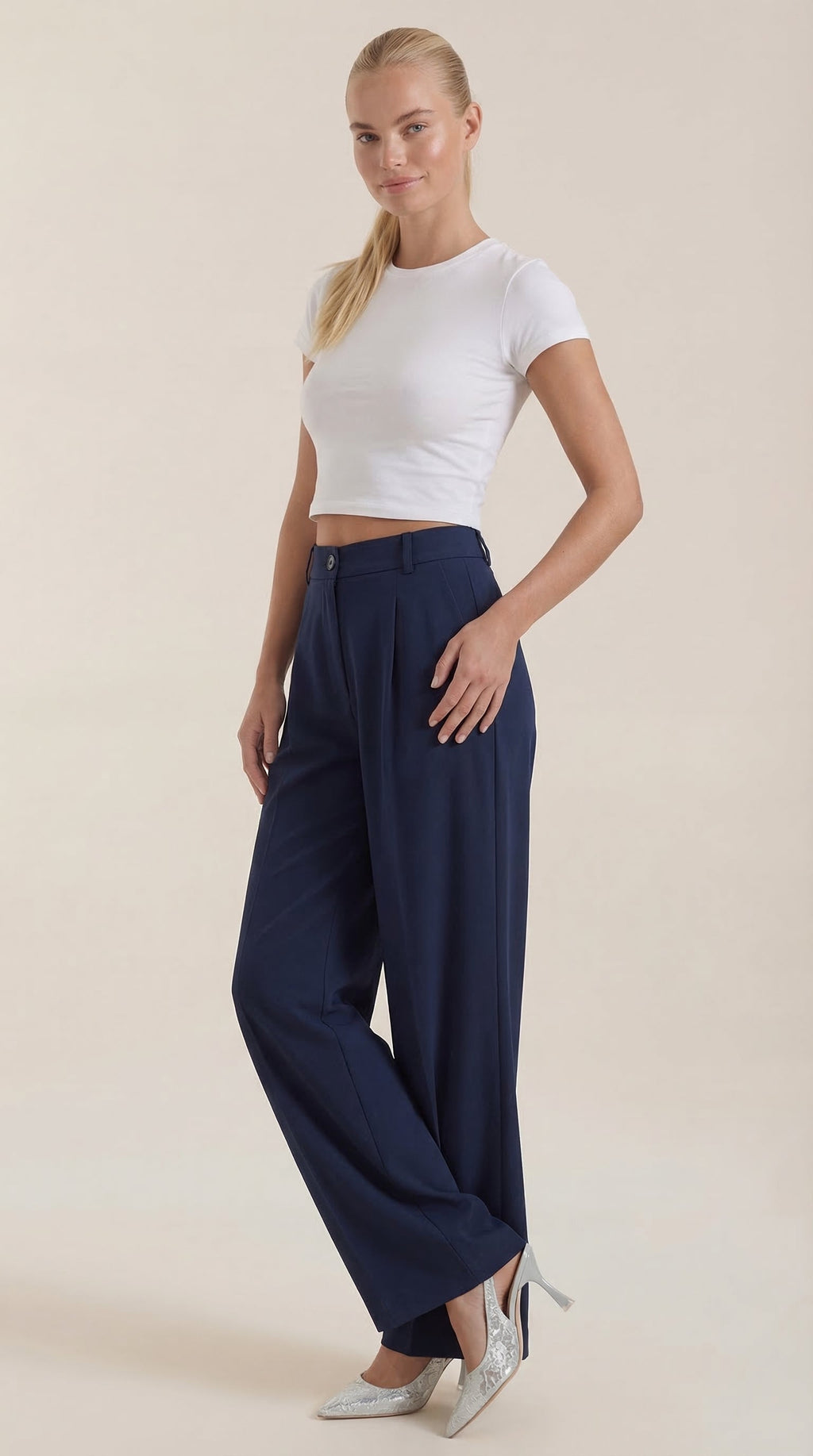 Pantalones de oficina Rebecca de pierna ancha