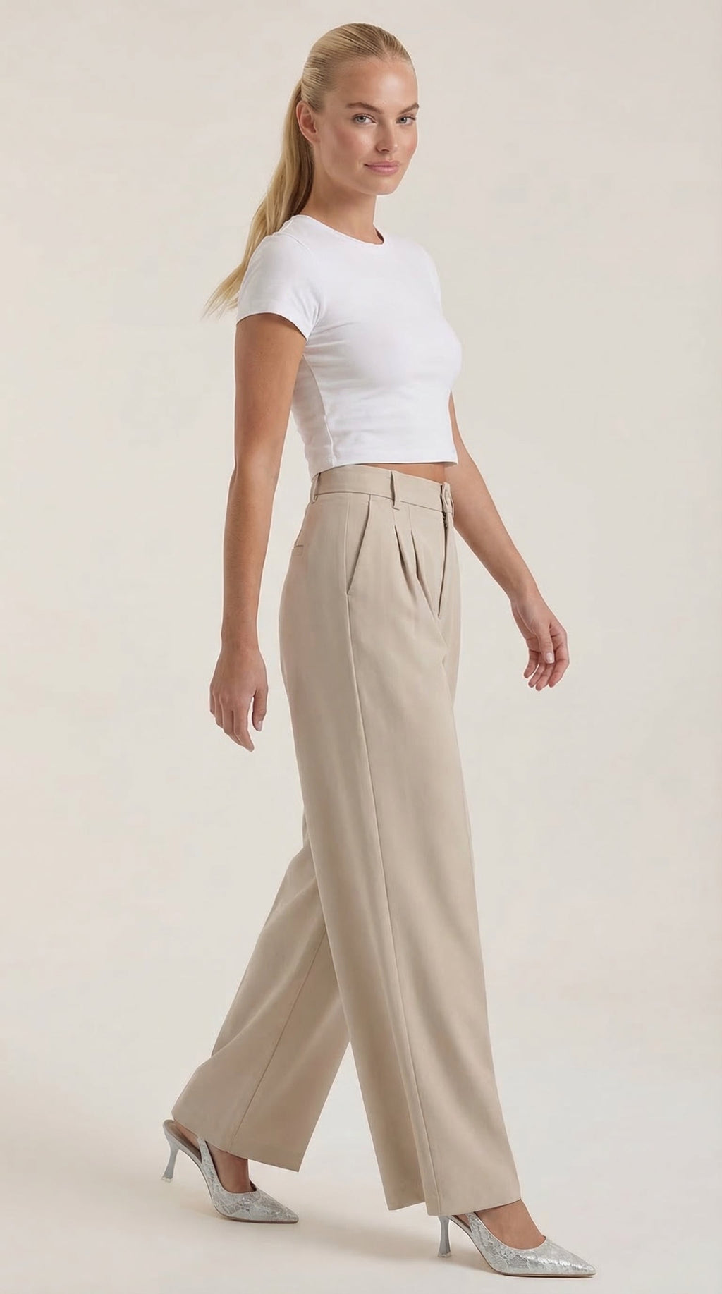 Pantalones de oficina Rebecca de pierna ancha