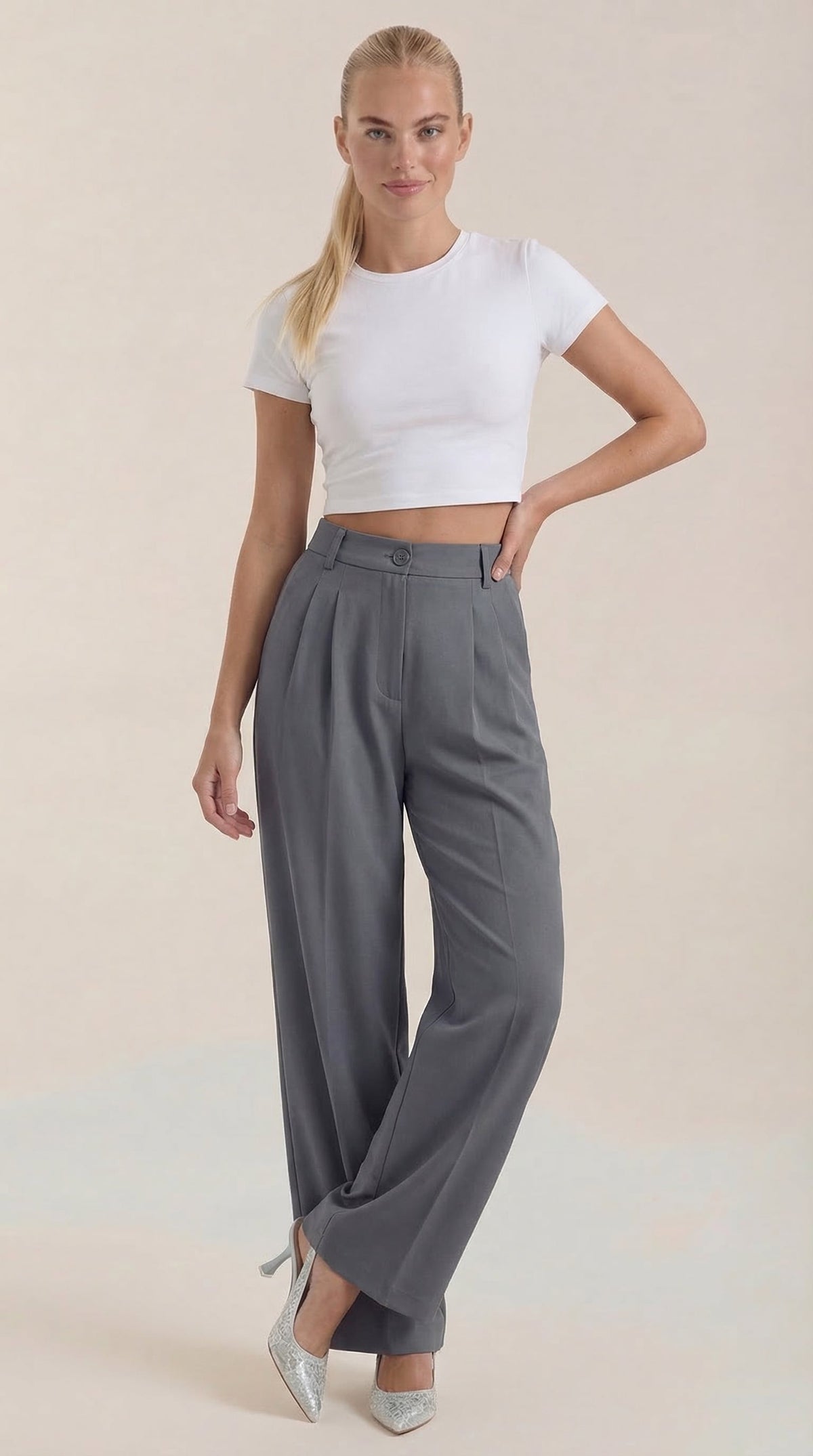 Pantalones de oficina Rebecca de pierna ancha