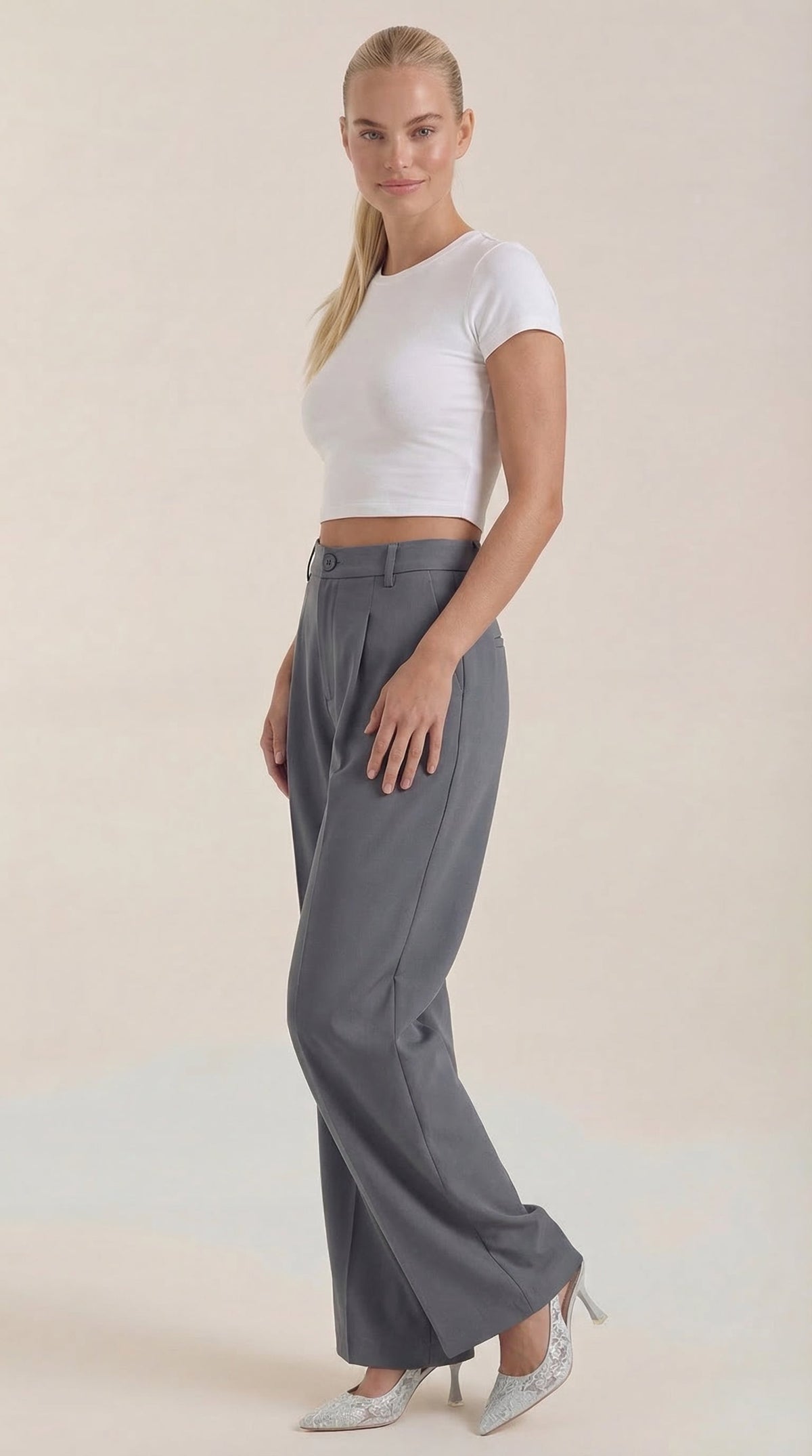 Pantalones de oficina Rebecca de pierna ancha