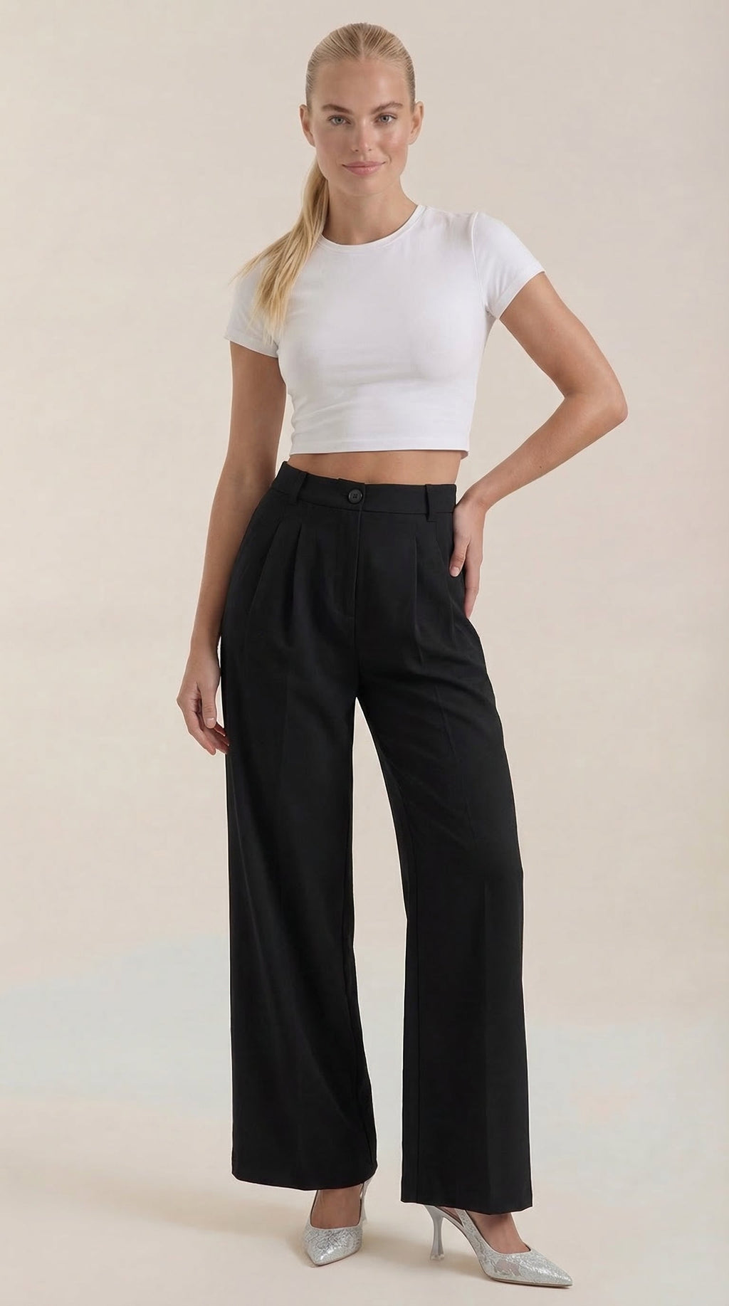 Pantalones de oficina Rebecca de pierna ancha