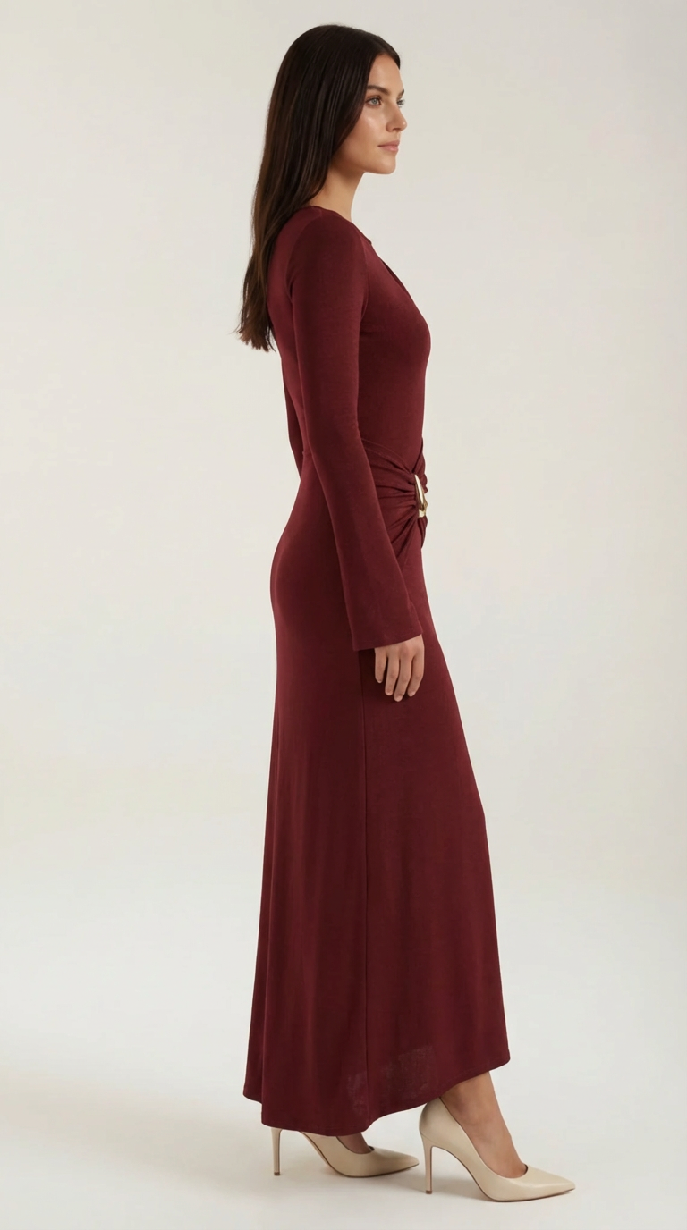 Vestido largo Renee con mangas largas