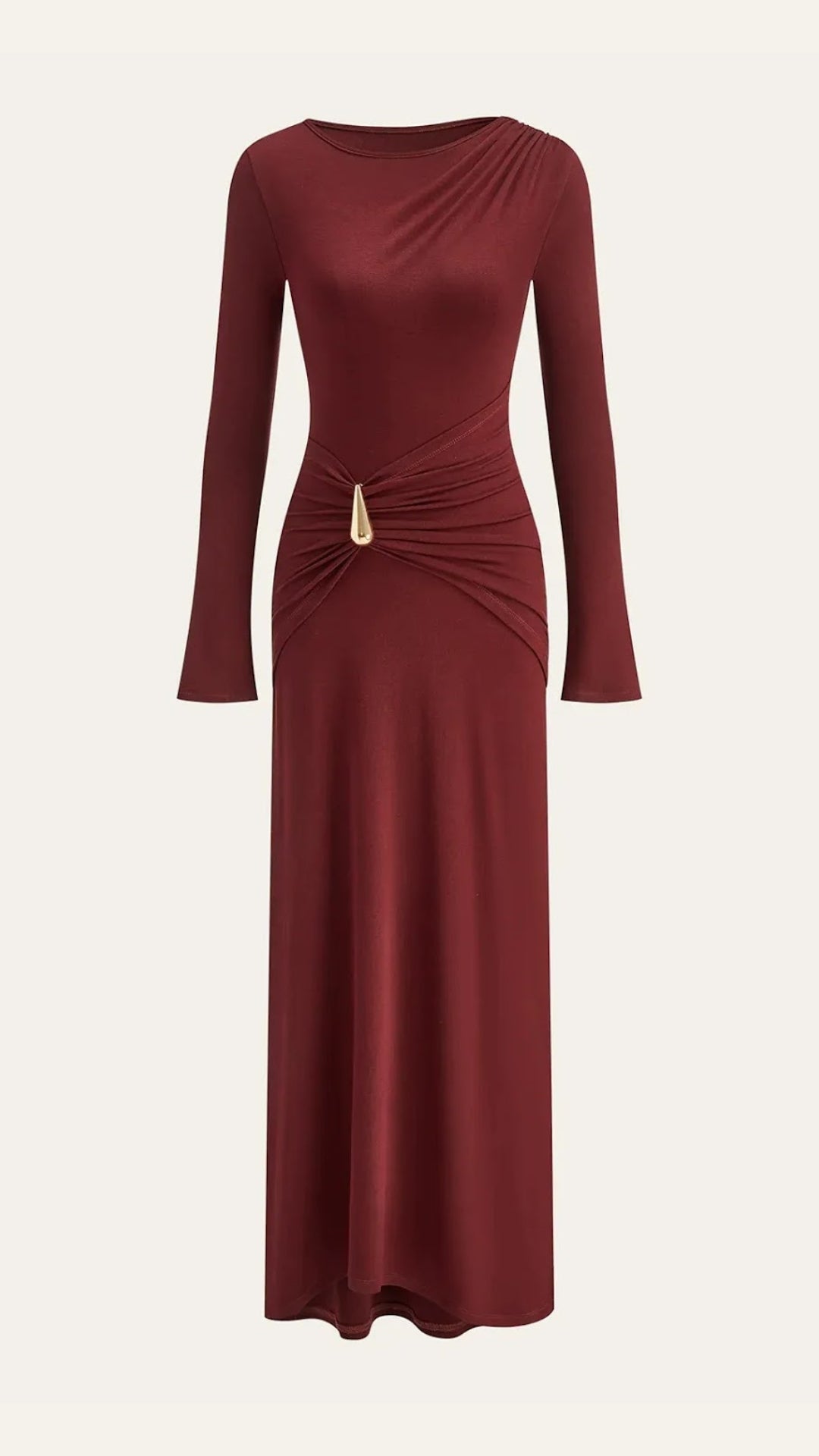 Vestido largo Renee con mangas largas