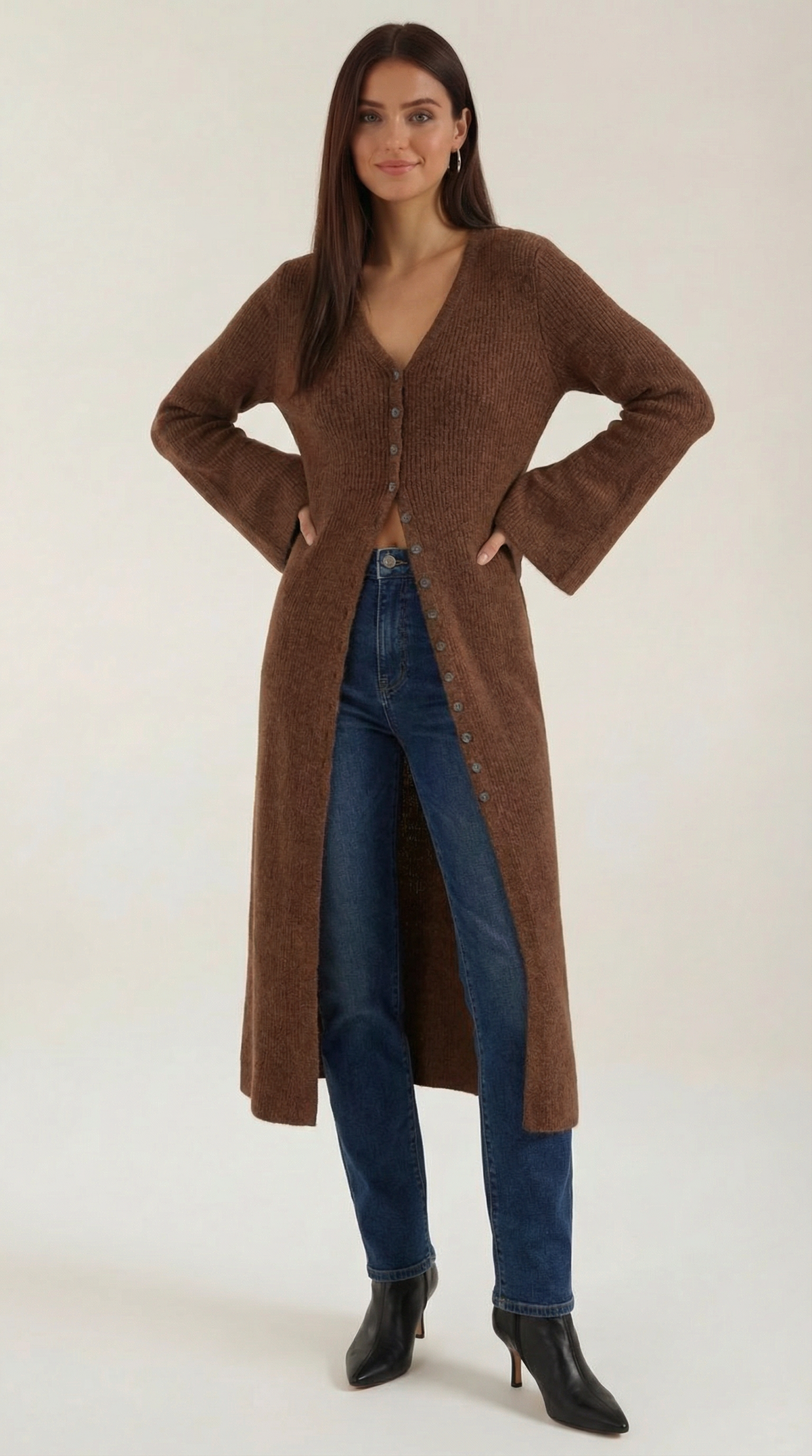 Cárdigan Maxi de Punto 'Valerie' con Escote en Forma de V