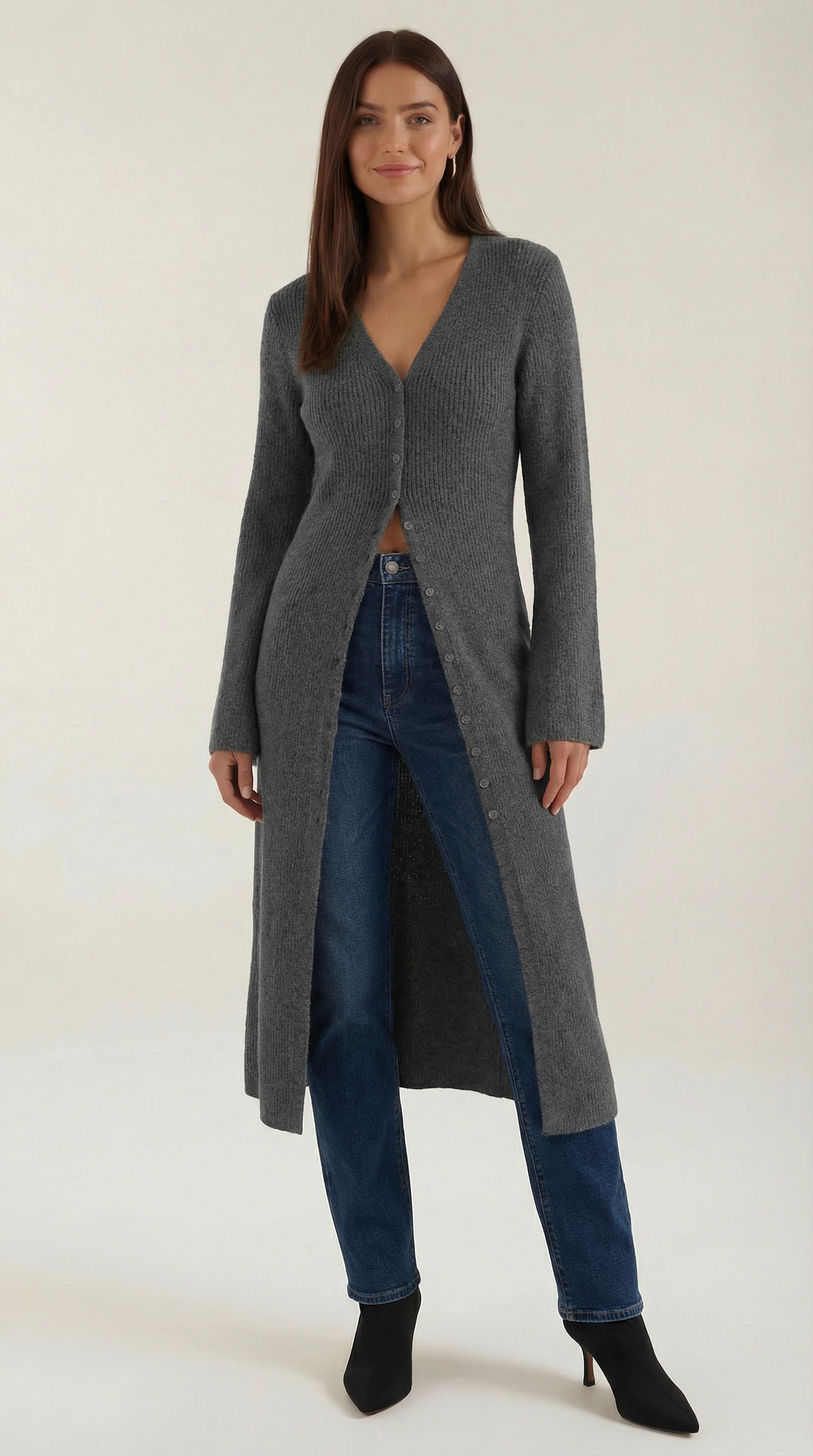 Cárdigan Maxi de Punto 'Valerie' con Escote en Forma de V